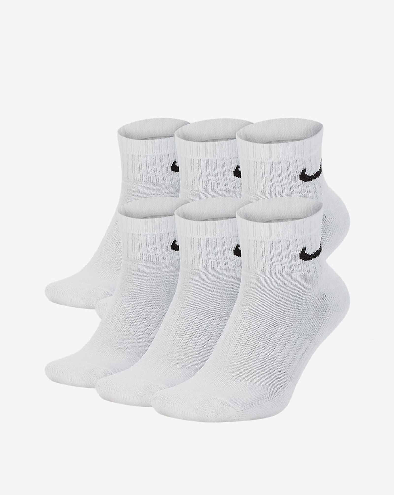 6Pk Everyday Cushioned Training Ankle Socks White | Black