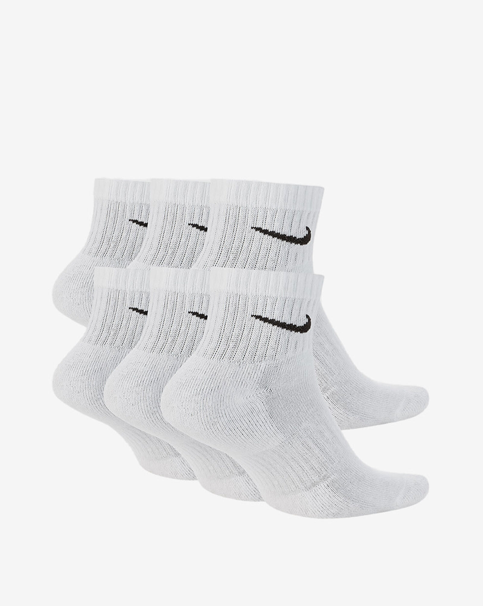 6Pk Everyday Cushioned Training Ankle Socks White | Black