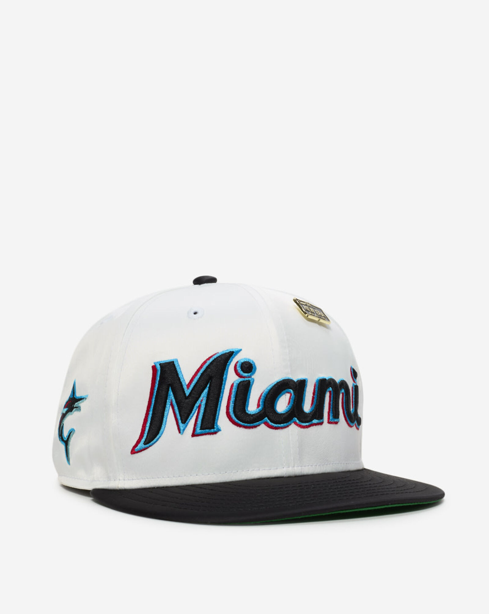 59Fifty Miami Marlins Satin Fitted Hat White | Black