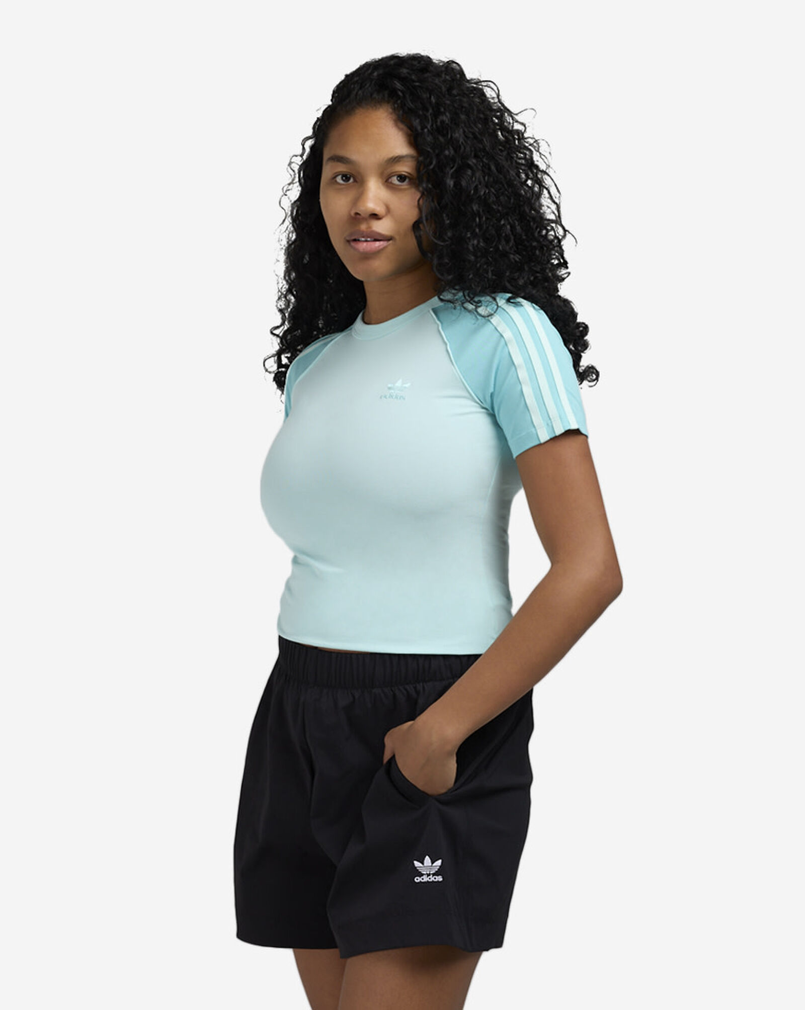 Adicolor 3-Stripes Raglan Slim T-Shirt Semi Flash Aqua