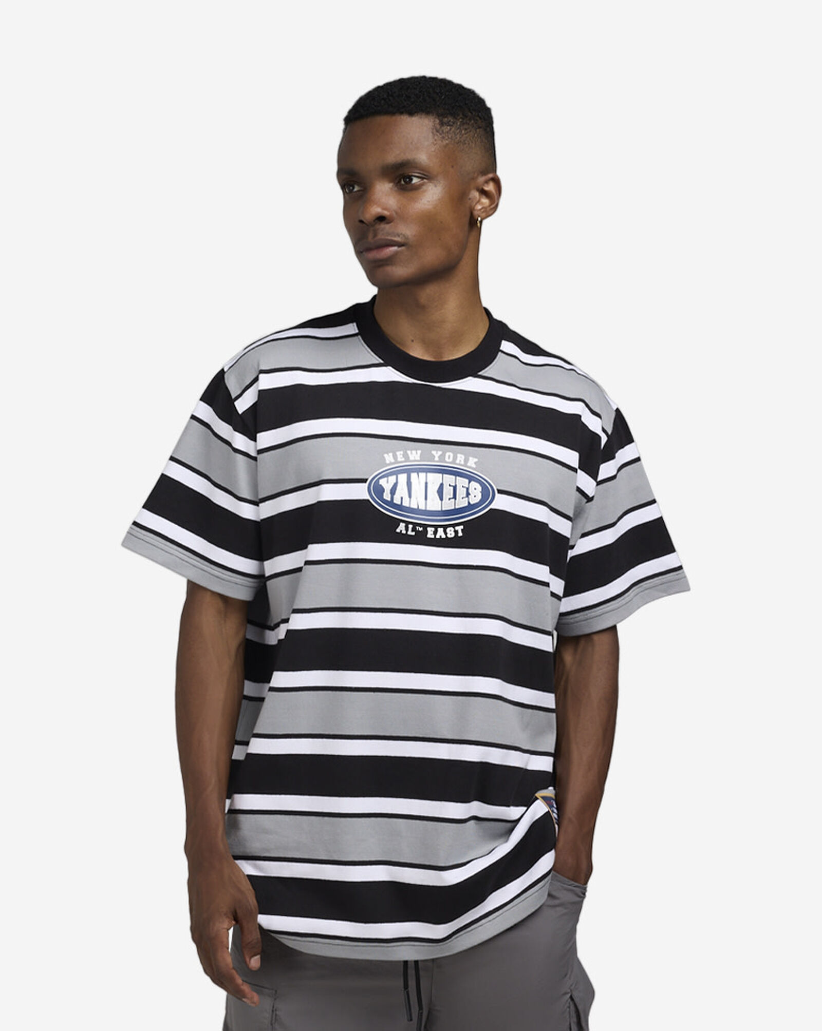 New York Yankees Striped T-Shirt Black