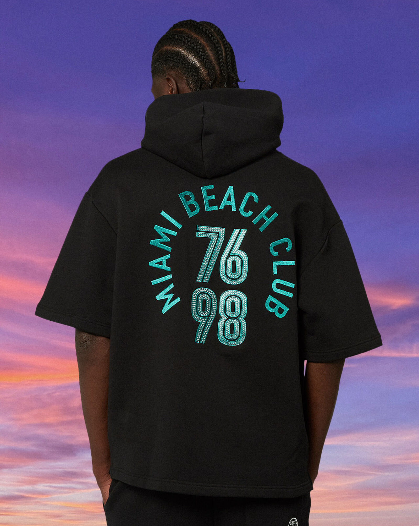 MCM x SNIPES Miami Club Half Sleeve Hoodie  Black