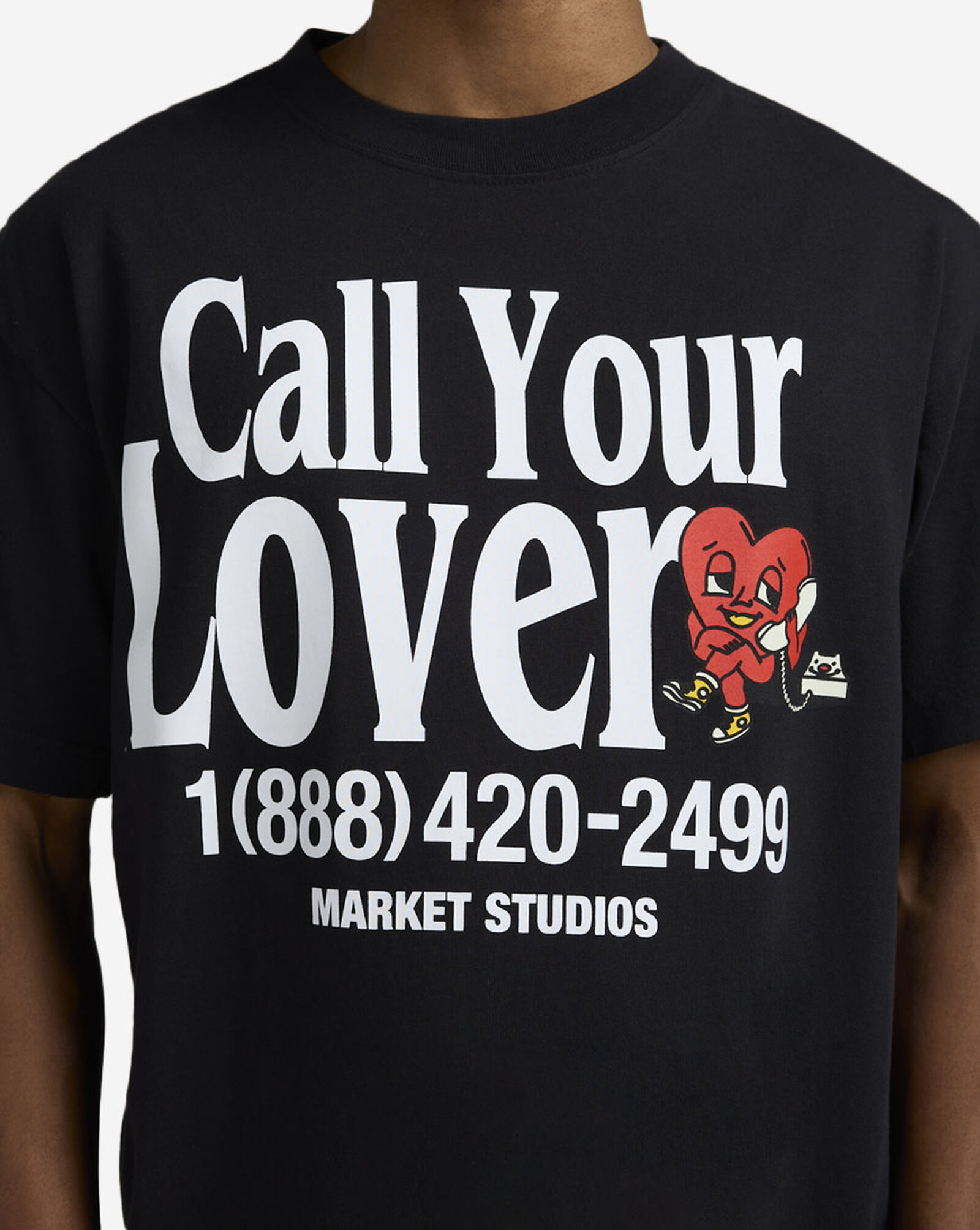 Call Your Lover Cropped T-Shirt Black