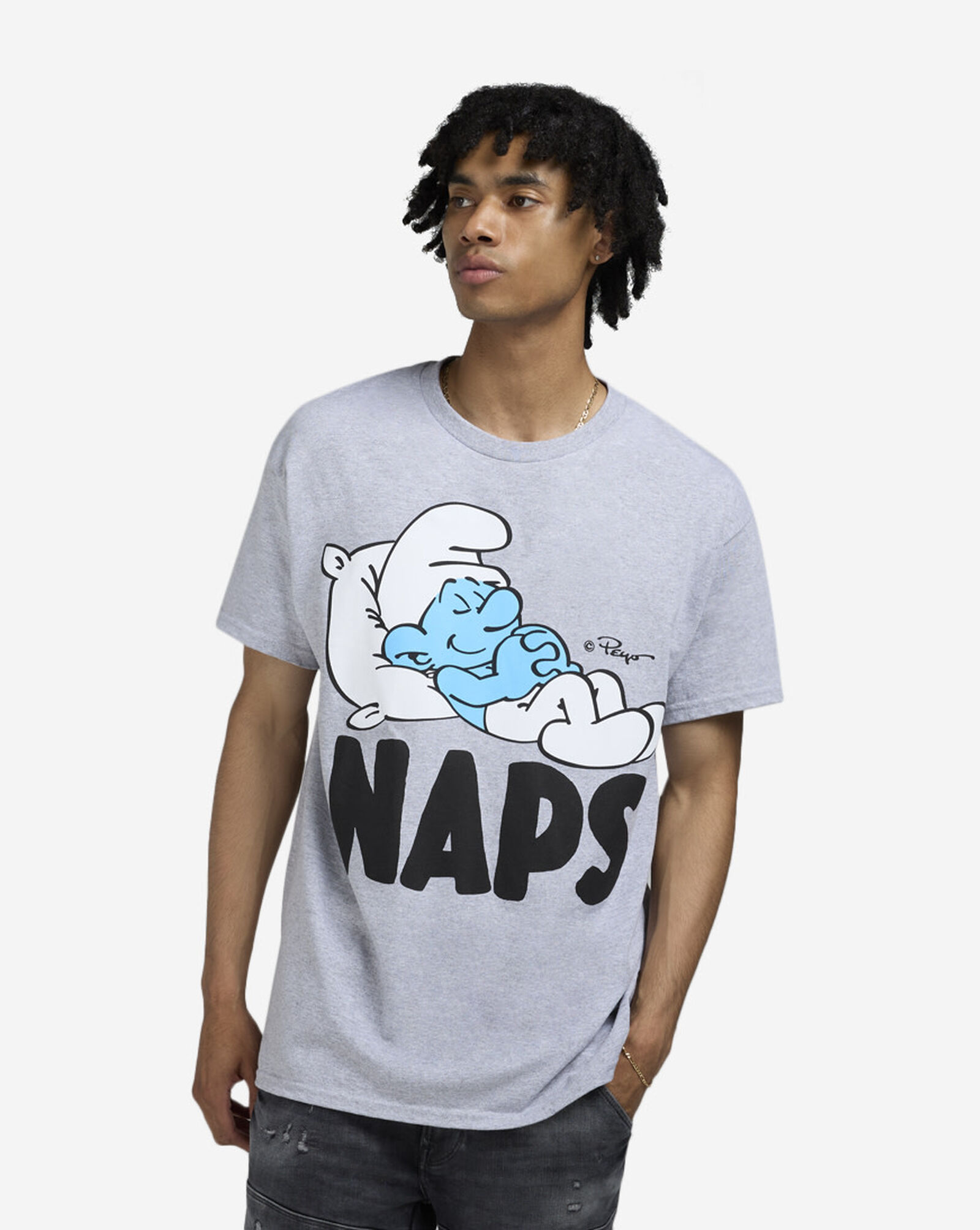 Smurf Naps Sleepy Tee Heather Grey