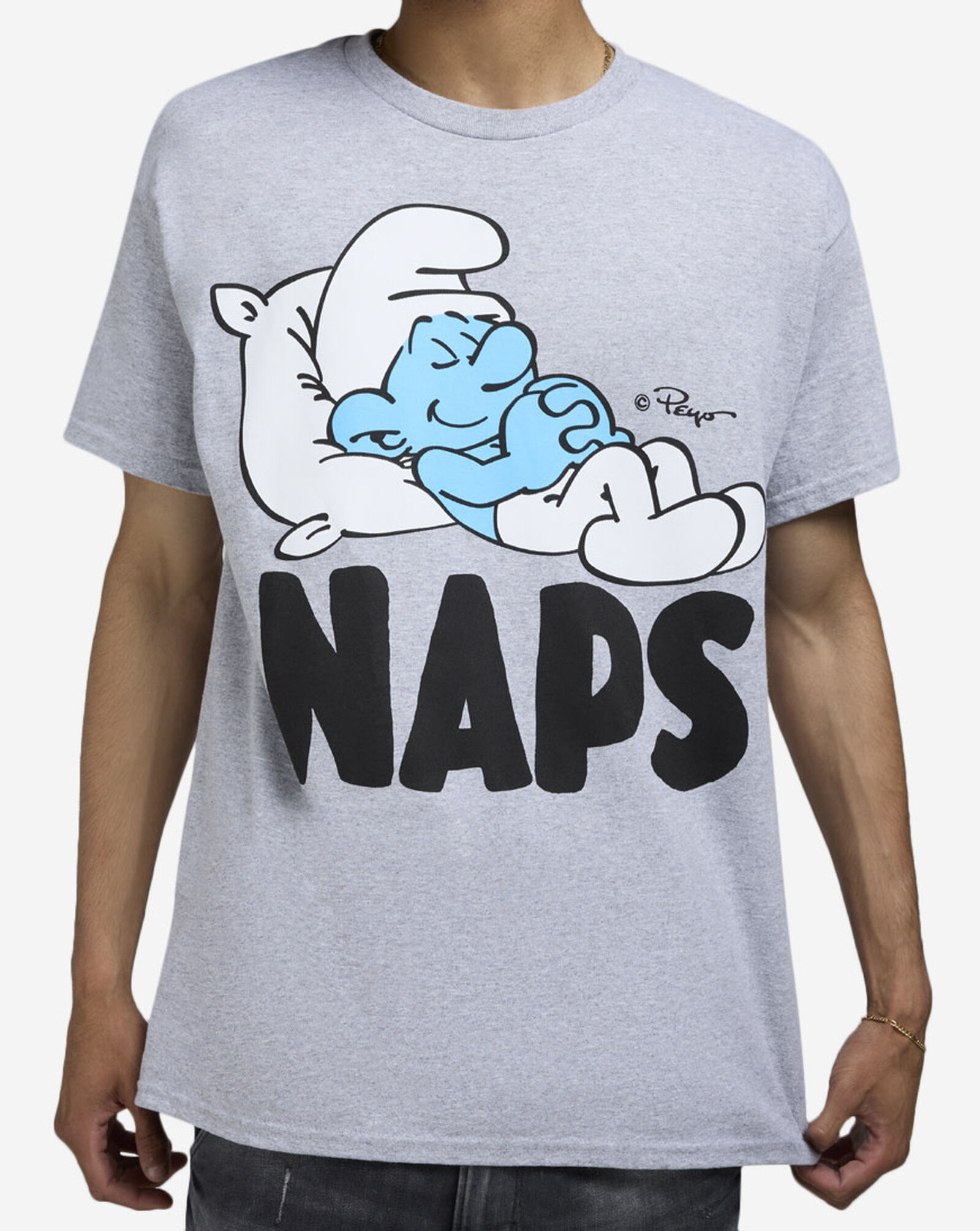 Smurf Naps Sleepy Tee Heather Grey