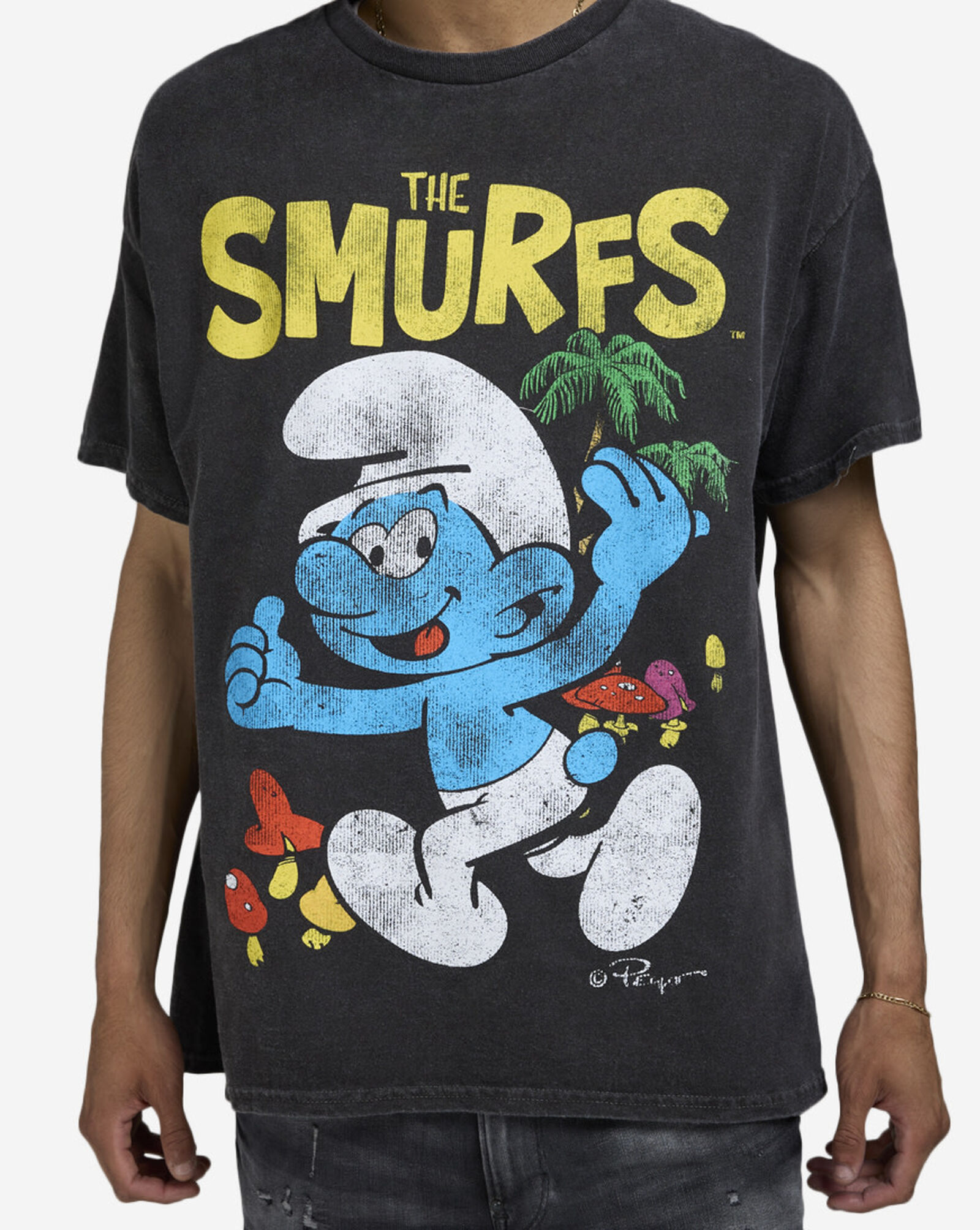Happy Smurf Tee Black Washed