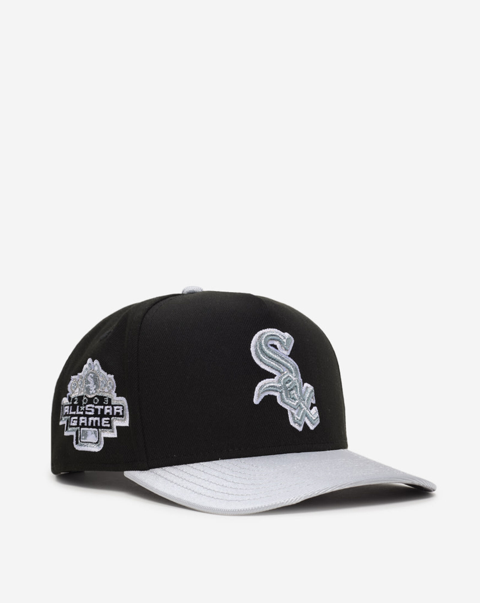 9Fifty Chicago White Sox A-Frame Retro Hooks Snapback Hat Black Metallic