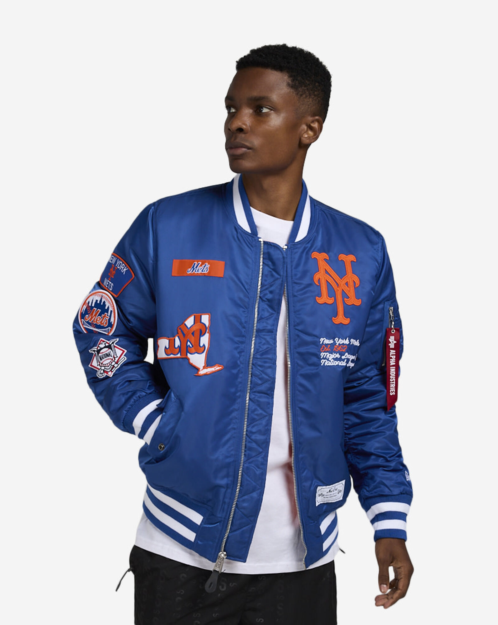 Alpha Industries New York Mets Bomber Jacket Blue | White