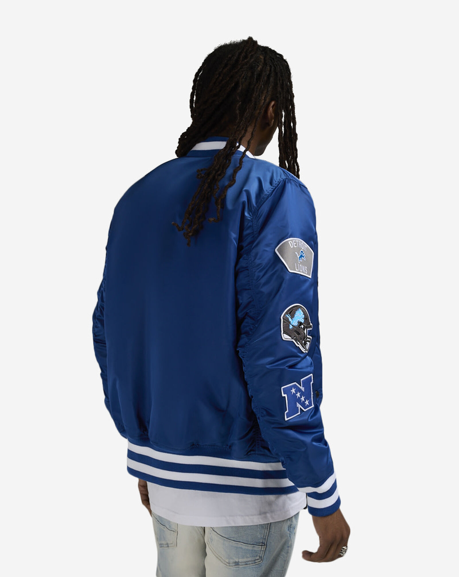 Alpha Industries Detroit Lions Bomber Jacket Blue | White