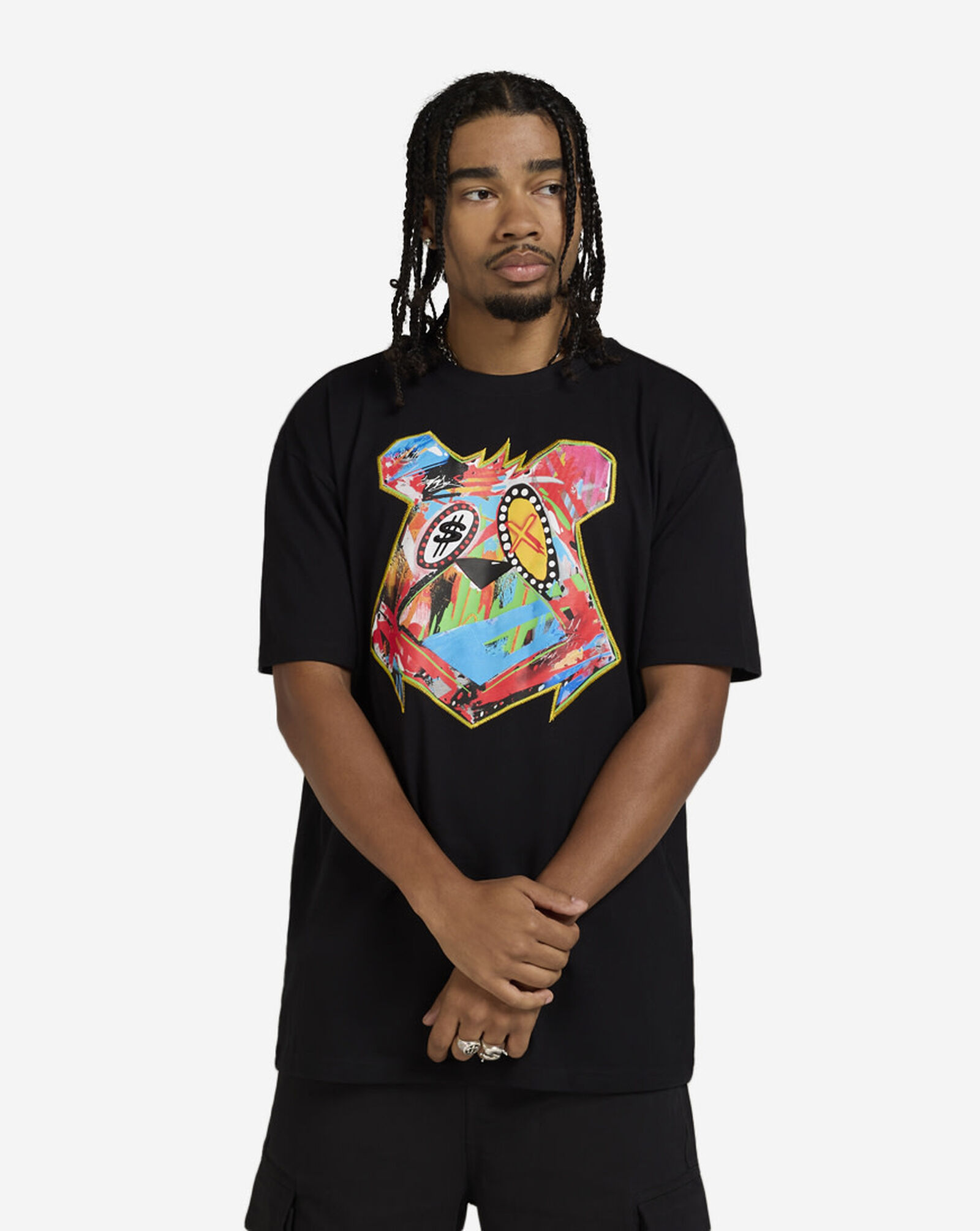 Abstract Money Bear Tee Black