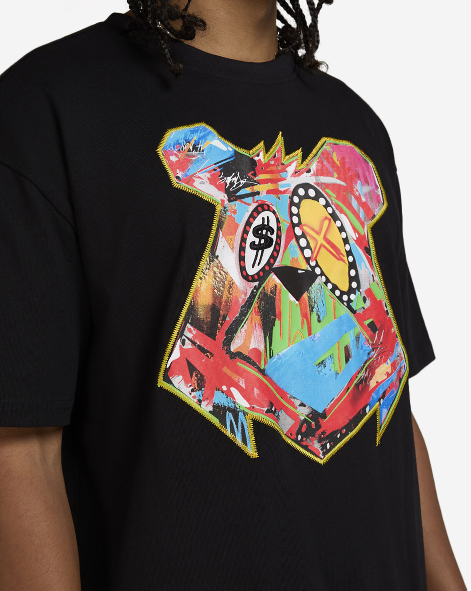 Abstract Money Bear Tee Black