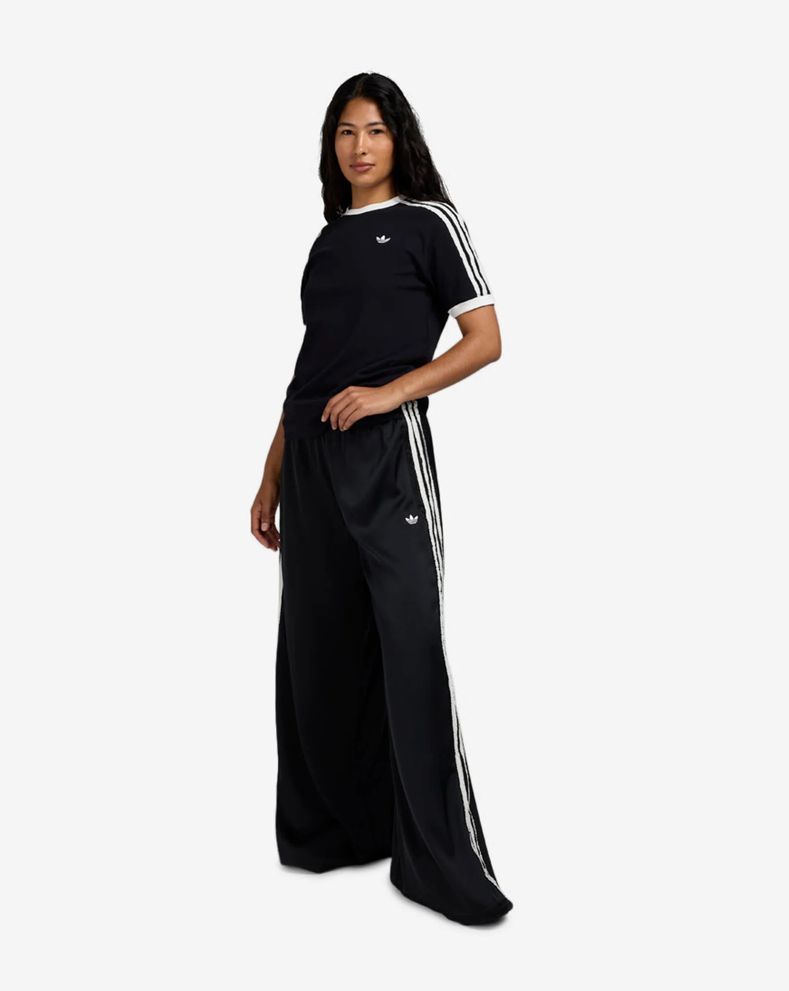 Adicolor Satin Wide Leg Track Pants Black