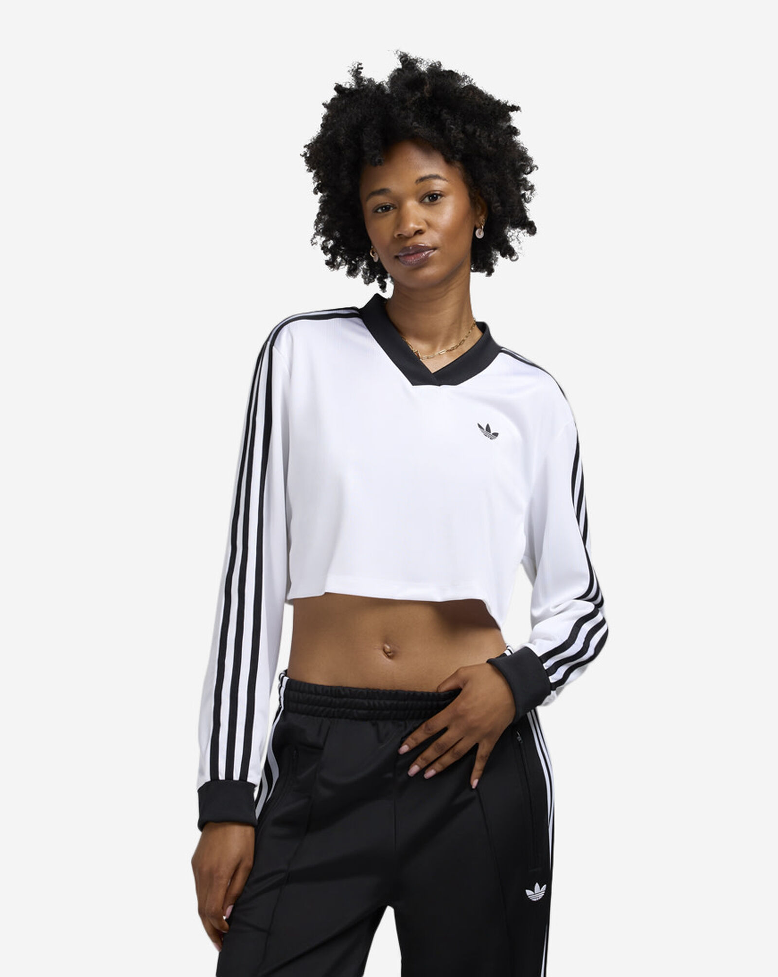 Adicolor Football Jacquard Crop Long-Sleeve Top White | Black