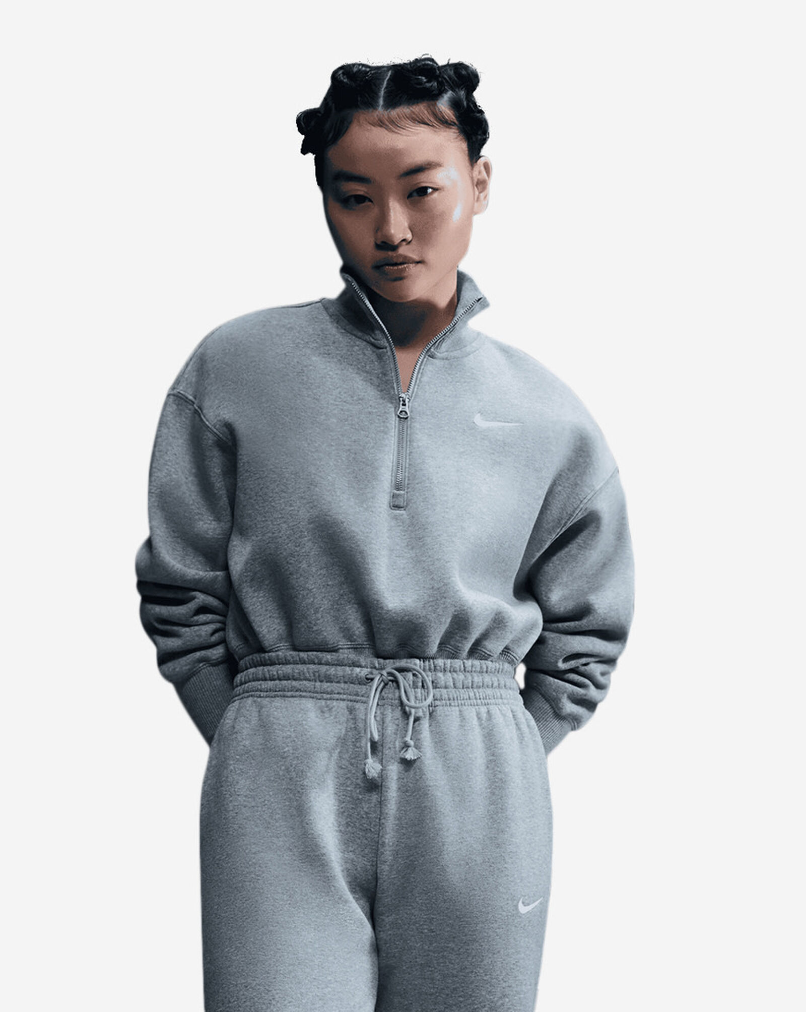 NSW Fleece Cropped Quarter Zip Dark Grey Heather | Sail