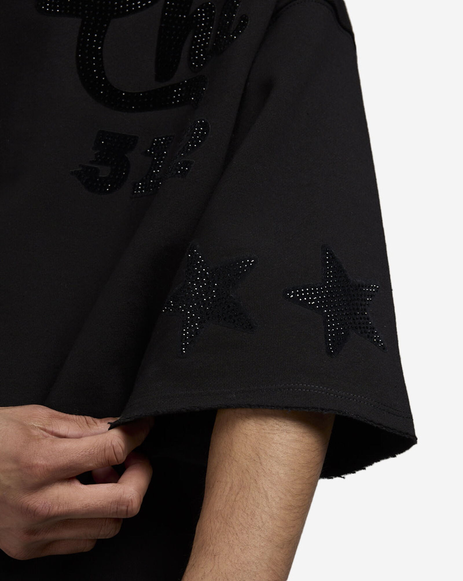 Chicago Rhinestone Crop Sweatshirt Black