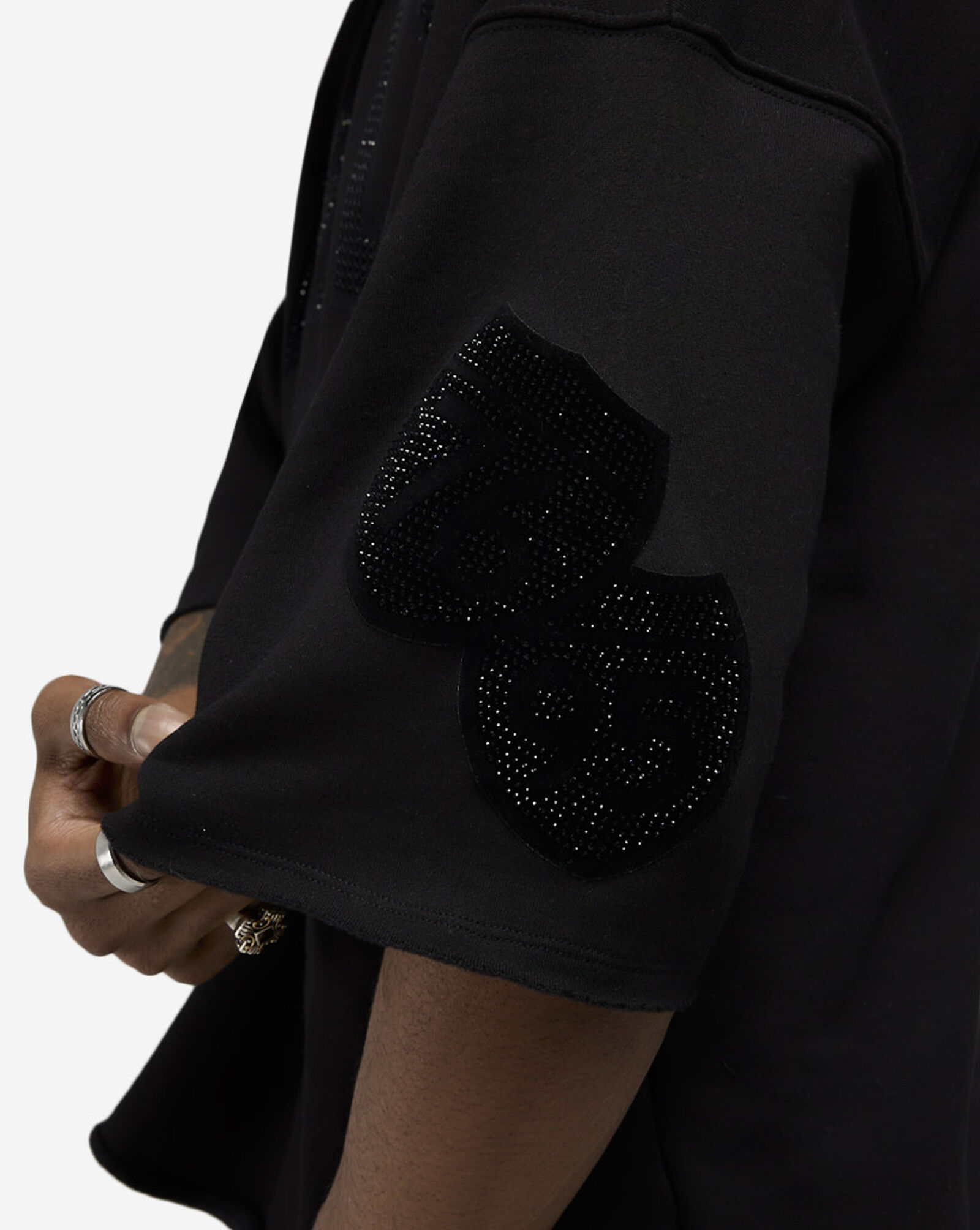 Philadelphia Rhinestone Crop Sweatshirt Black 3 Philadelphia Rhinestone Crop Sweatshirt Black