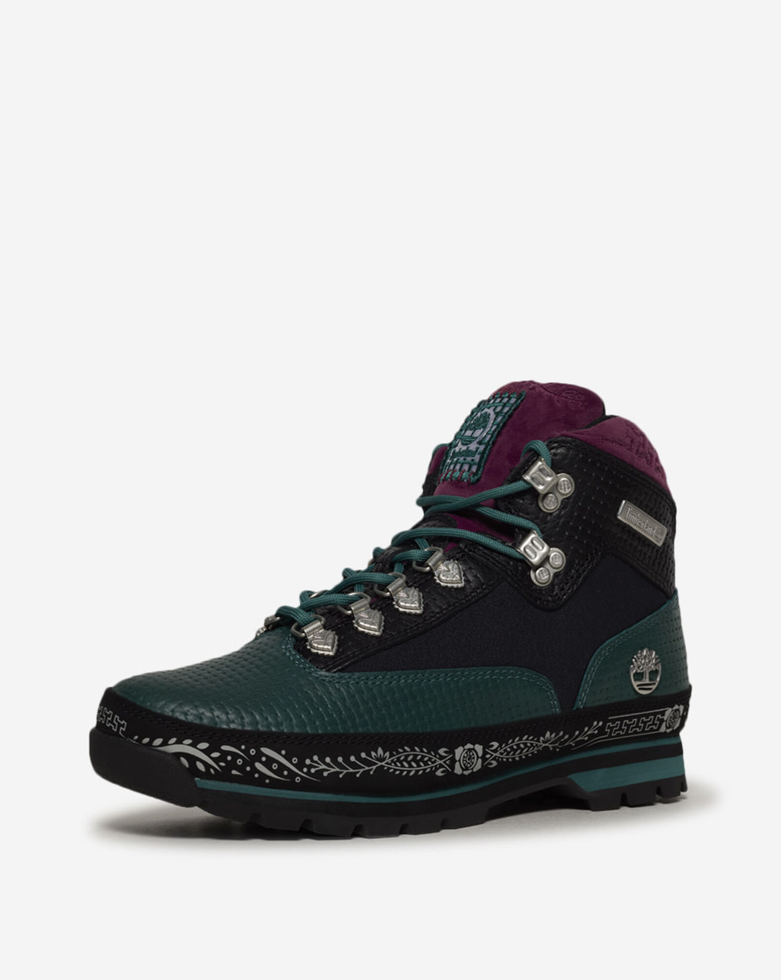 Dia de Muertos Euro Hiker Boot Teal Full | Grain