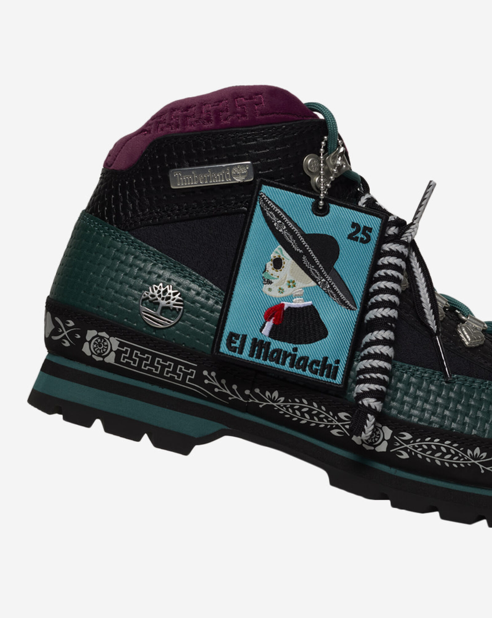 Dia de Muertos Euro Hiker Boot Teal Full | Grain