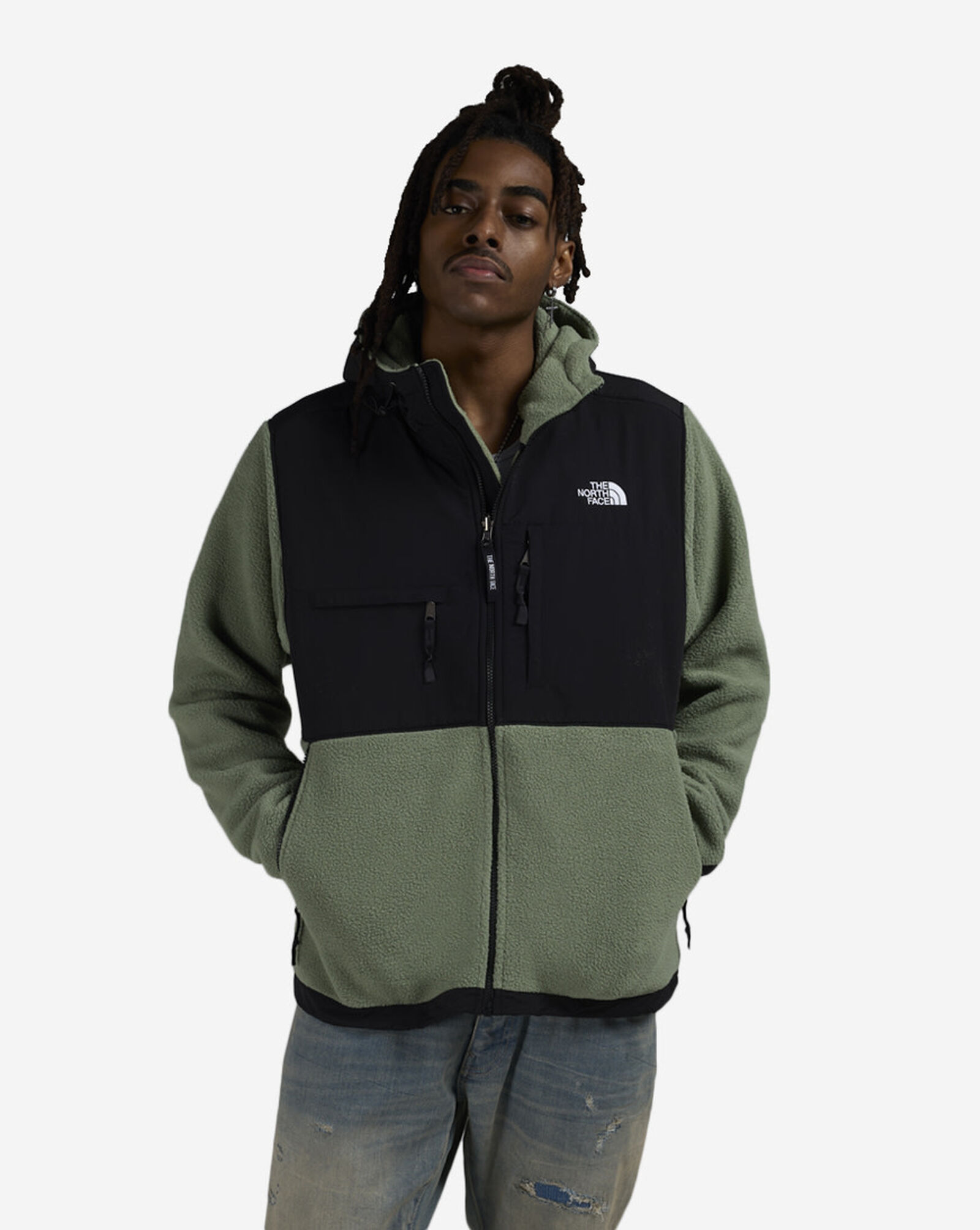 Retro Denali Hoodie Jacket Bark Mist | TNF Black