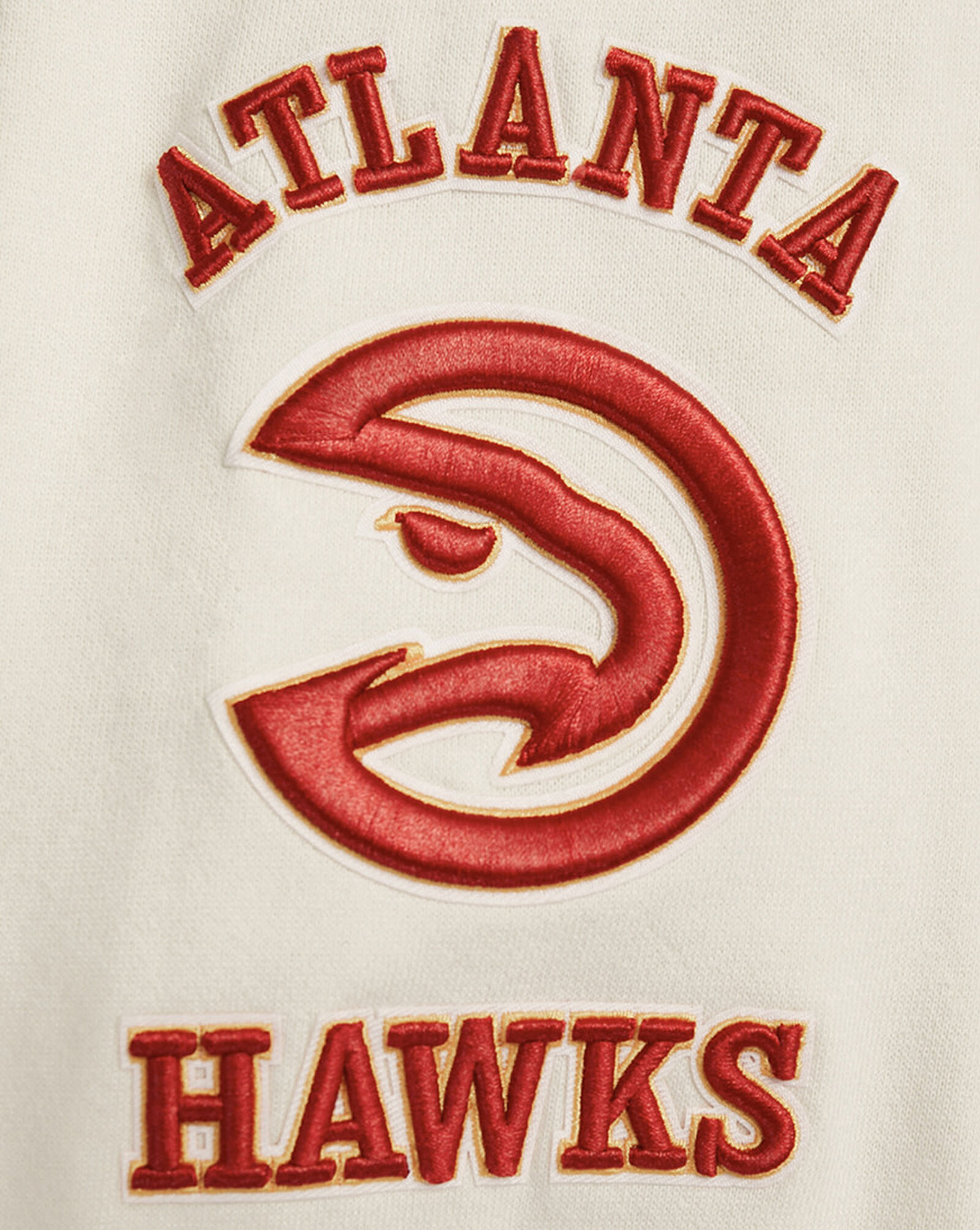 Atlanta Hawks Retro Classic Fleece Pull Over Hoodie Cream | Red