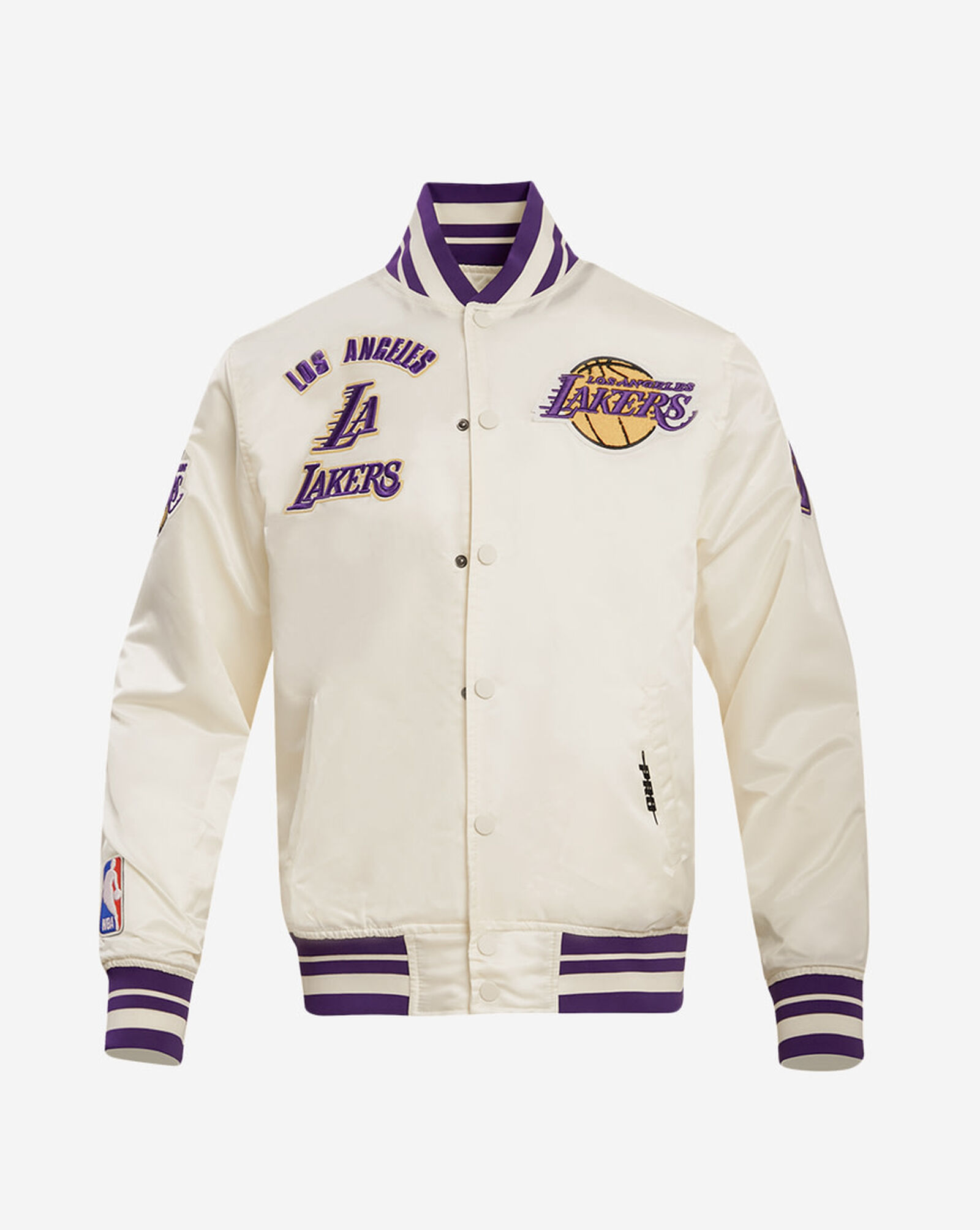 Los Angeles Lakers Retro Classic Rib Satin Jacket Cream