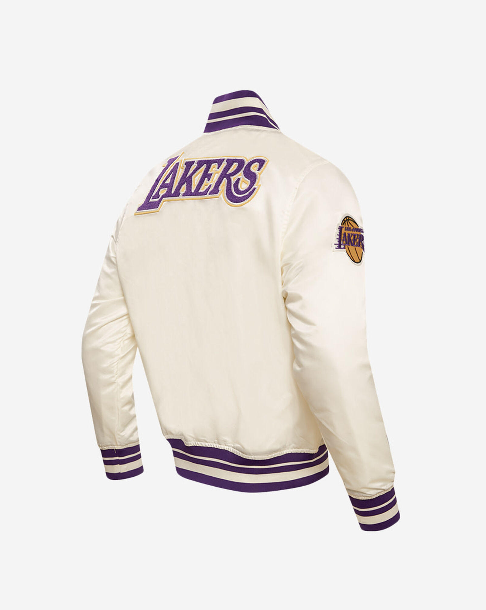 Los Angeles Lakers Retro Classic Rib Satin Jacket Cream 3 Los Angeles Lakers Retro Classic Rib Satin Jacket Cream