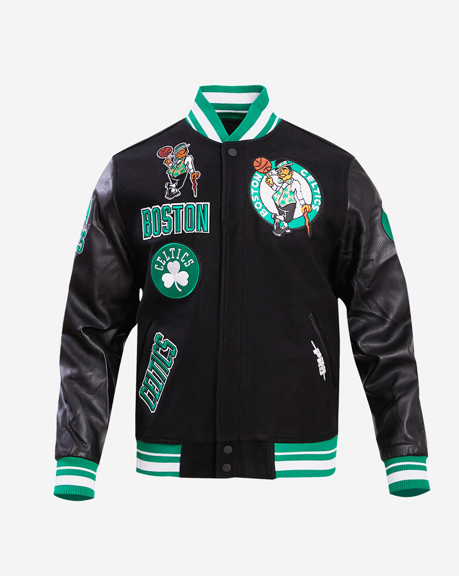 Boston Celtics Retro Classic Rib Wool Varsity Jacket Black | Green