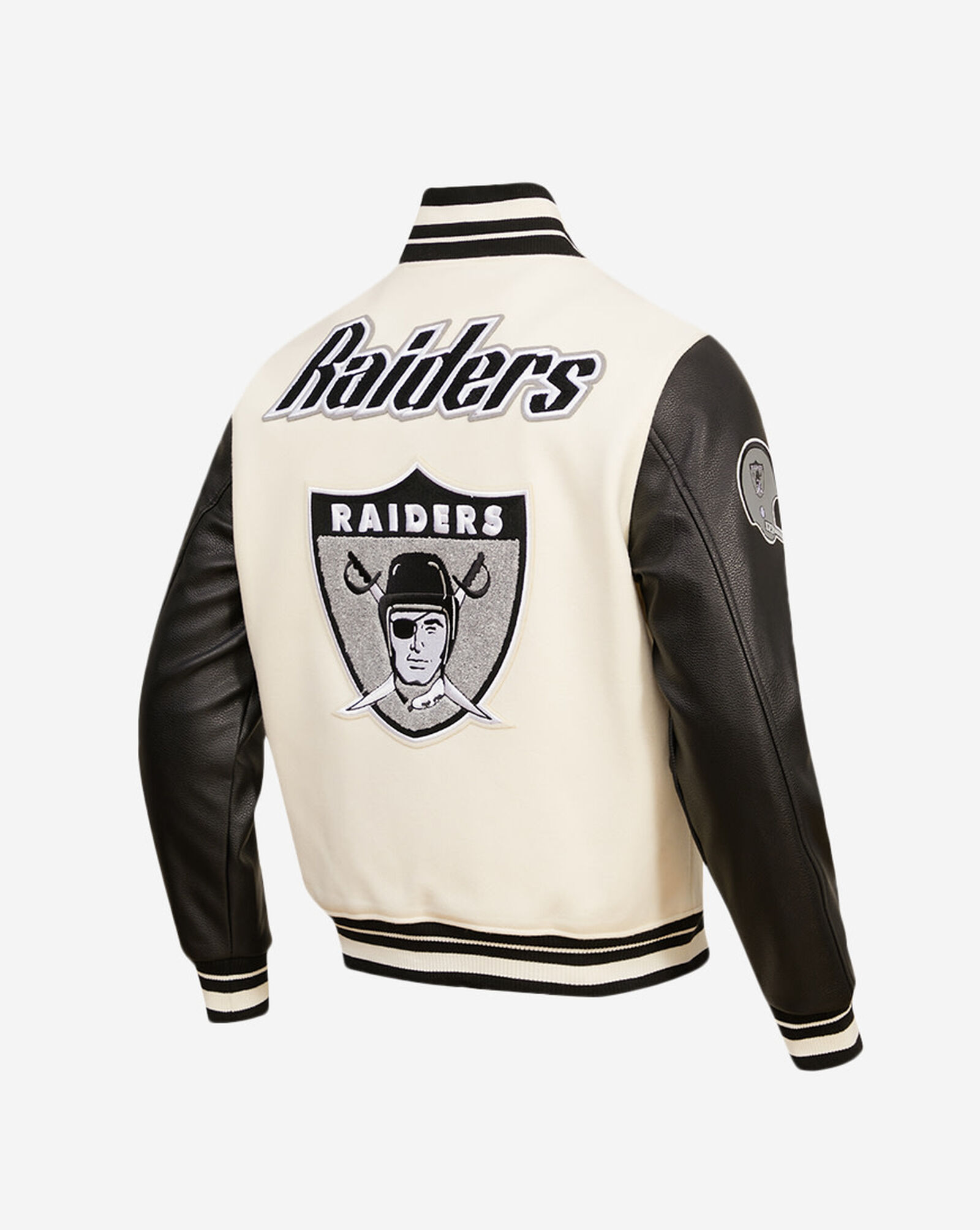 Las Vegas Raiders Retro Classic Rib Wool Varsity Jacket Egg | Black 3 Las Vegas Raiders Retro Classic Rib Wool Varsity Jacket Egg | Black