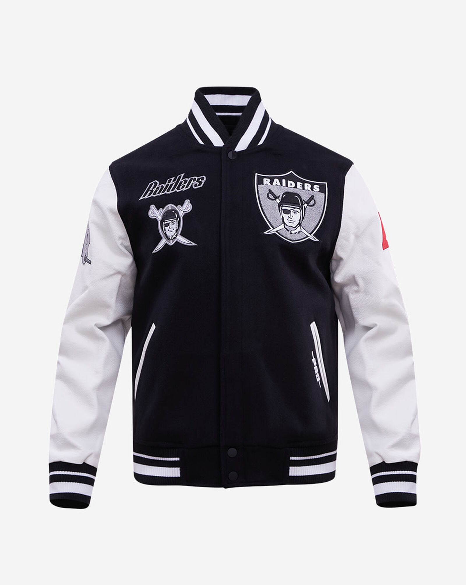 Las Vegas Raiders Retro Classic Rib Wool Varsity Jacket Black | White