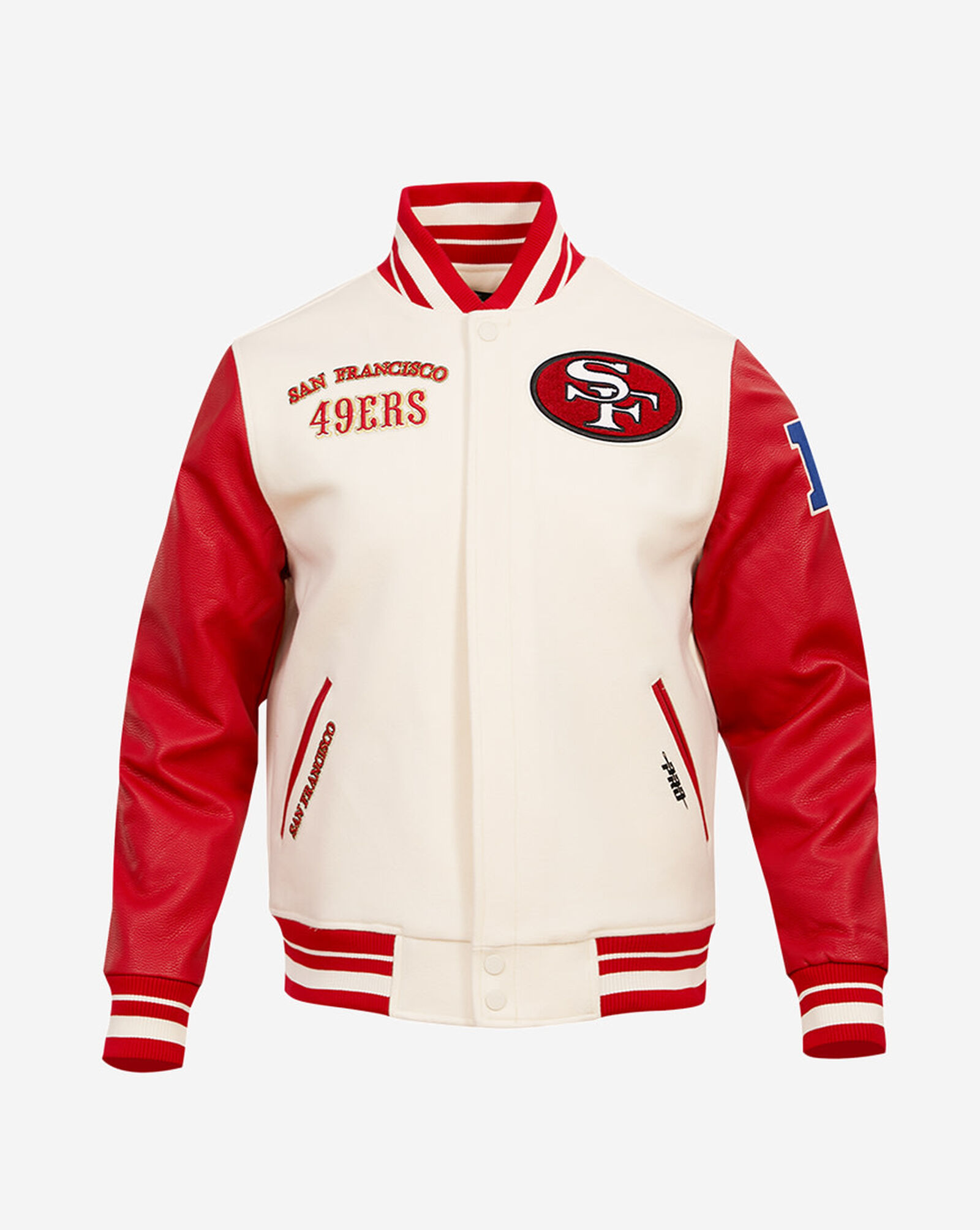 San Francisco 49Ers Retro Classic Rib Wool Varsity Jacket Cream | Red