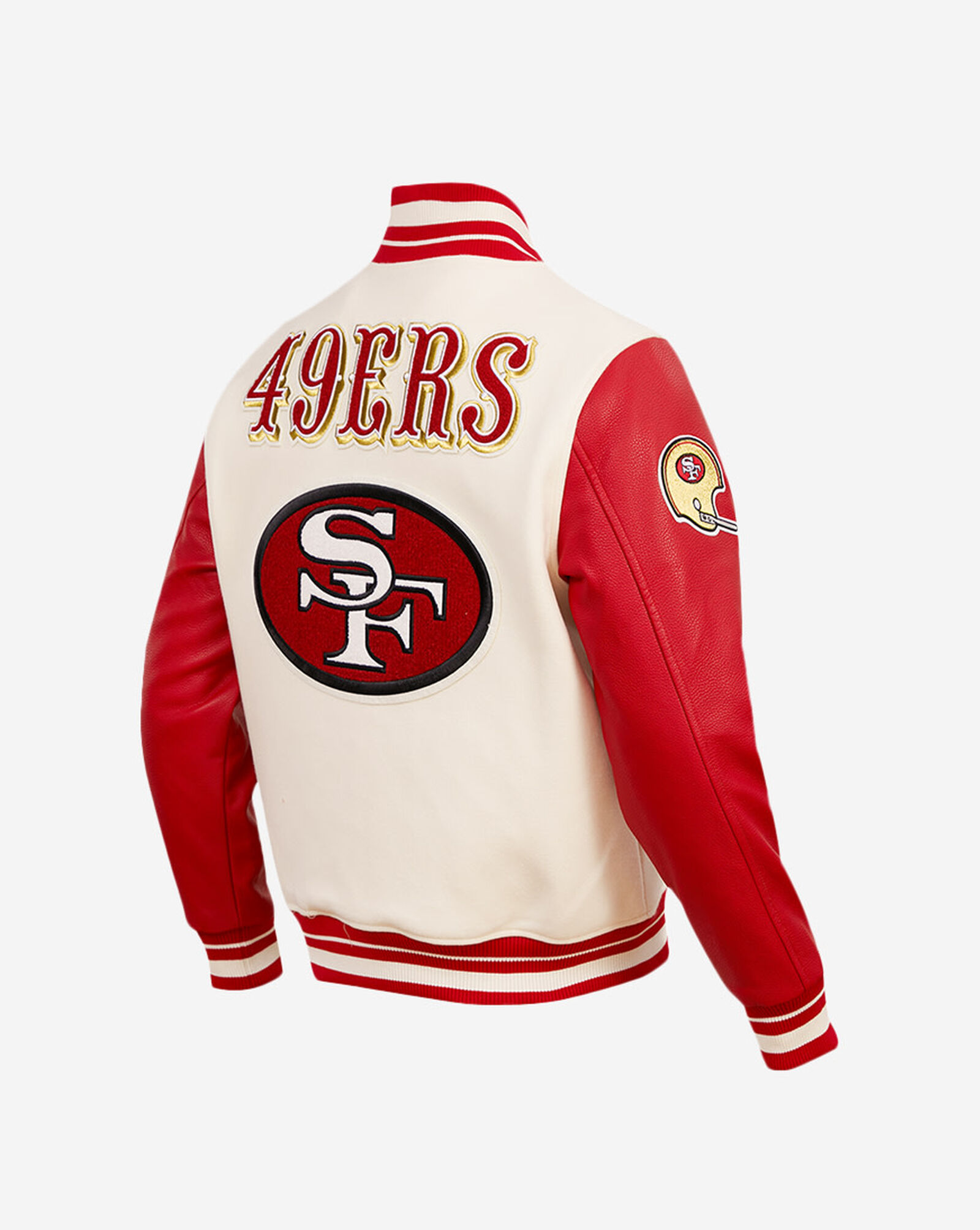 San Francisco 49Ers Retro Classic Rib Wool Varsity Jacket Cream | Red 3 San Francisco 49Ers Retro Classic Rib Wool Varsity Jacket Cream | Red