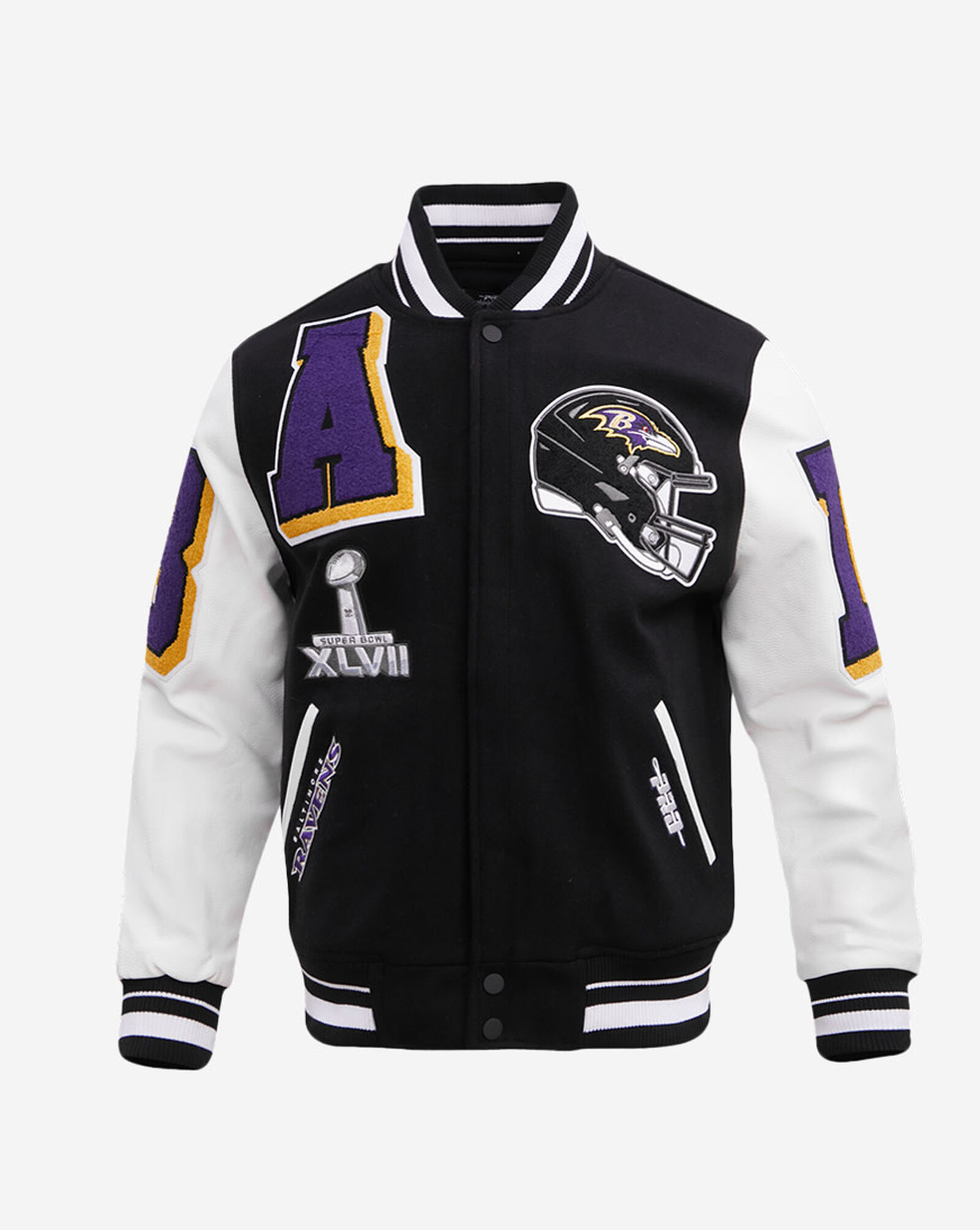 Baltimore Ravens Mash Up Rib Wool Varsity Jacket Black | White