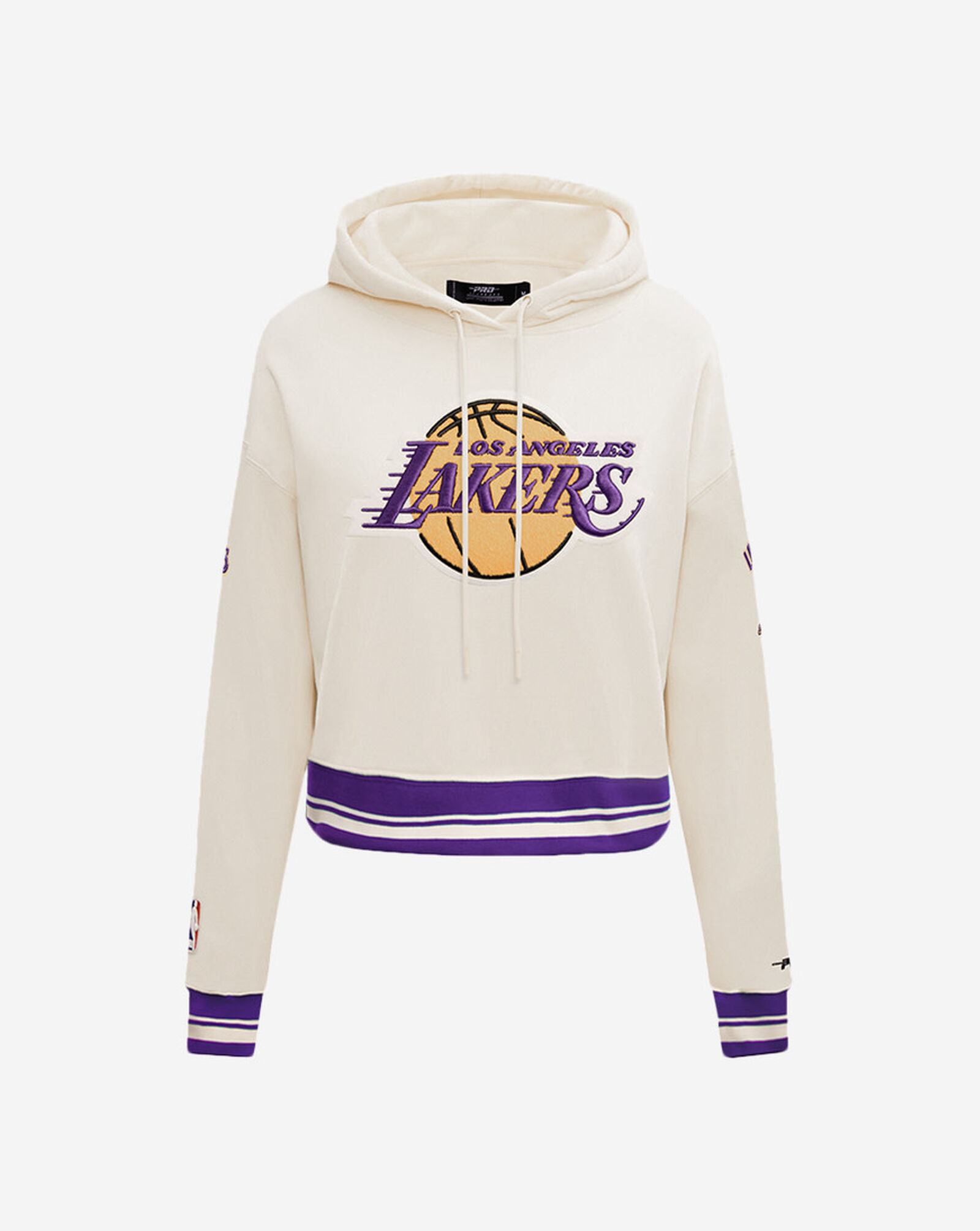 Los Angeles Lakers Retro Classic Fleece Cropped Pullover Hoodie Cream