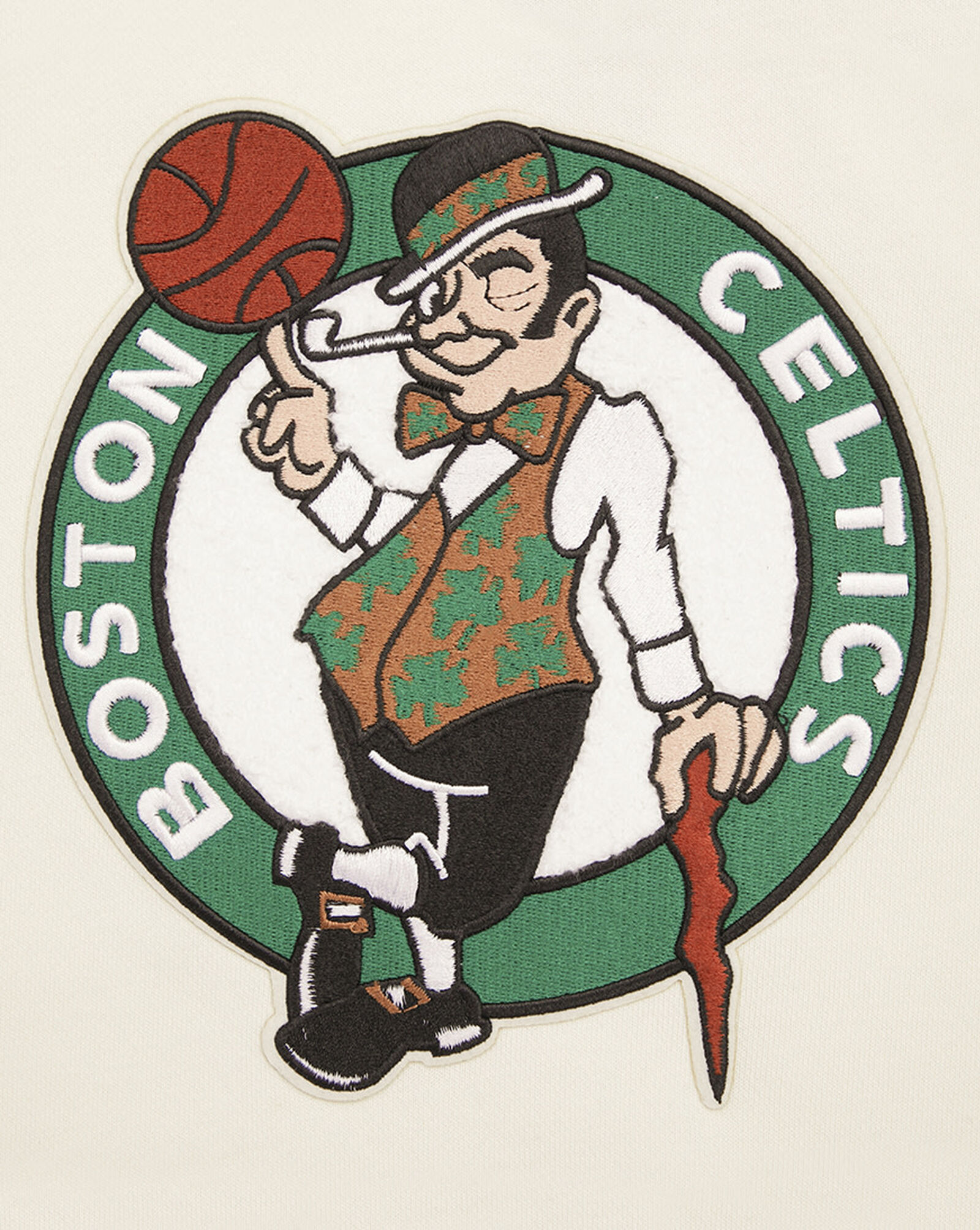 Boston Celtics Retro Classic Rib Cropped Fleece Pullover Hoodie Cream