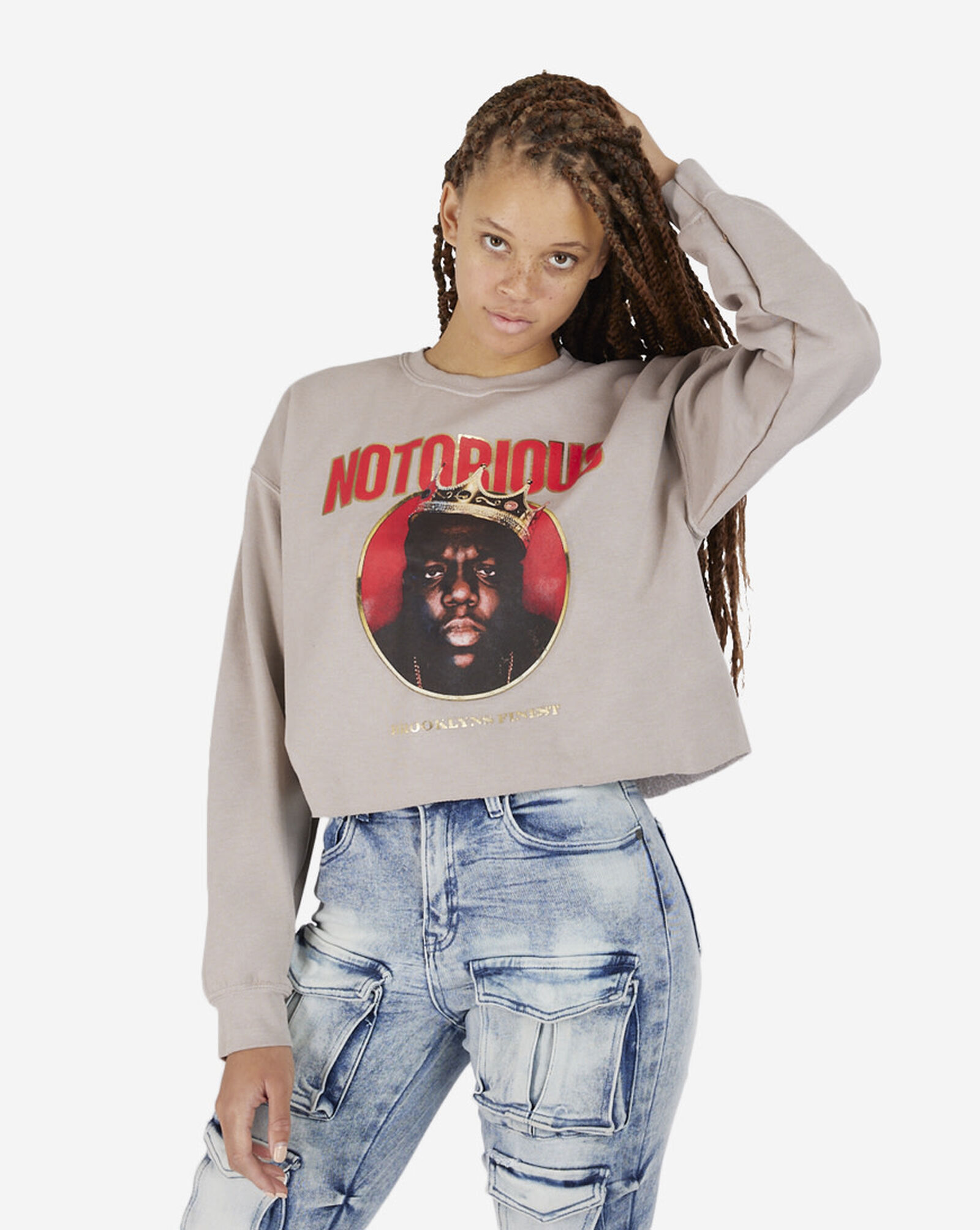 Biggie Foil Fleece Crew Sand