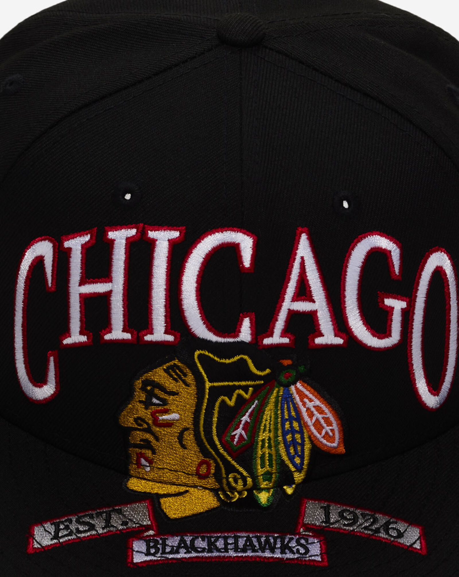 59Fifty Chicago Black Hawks Oversized Script Fitted Hat Black