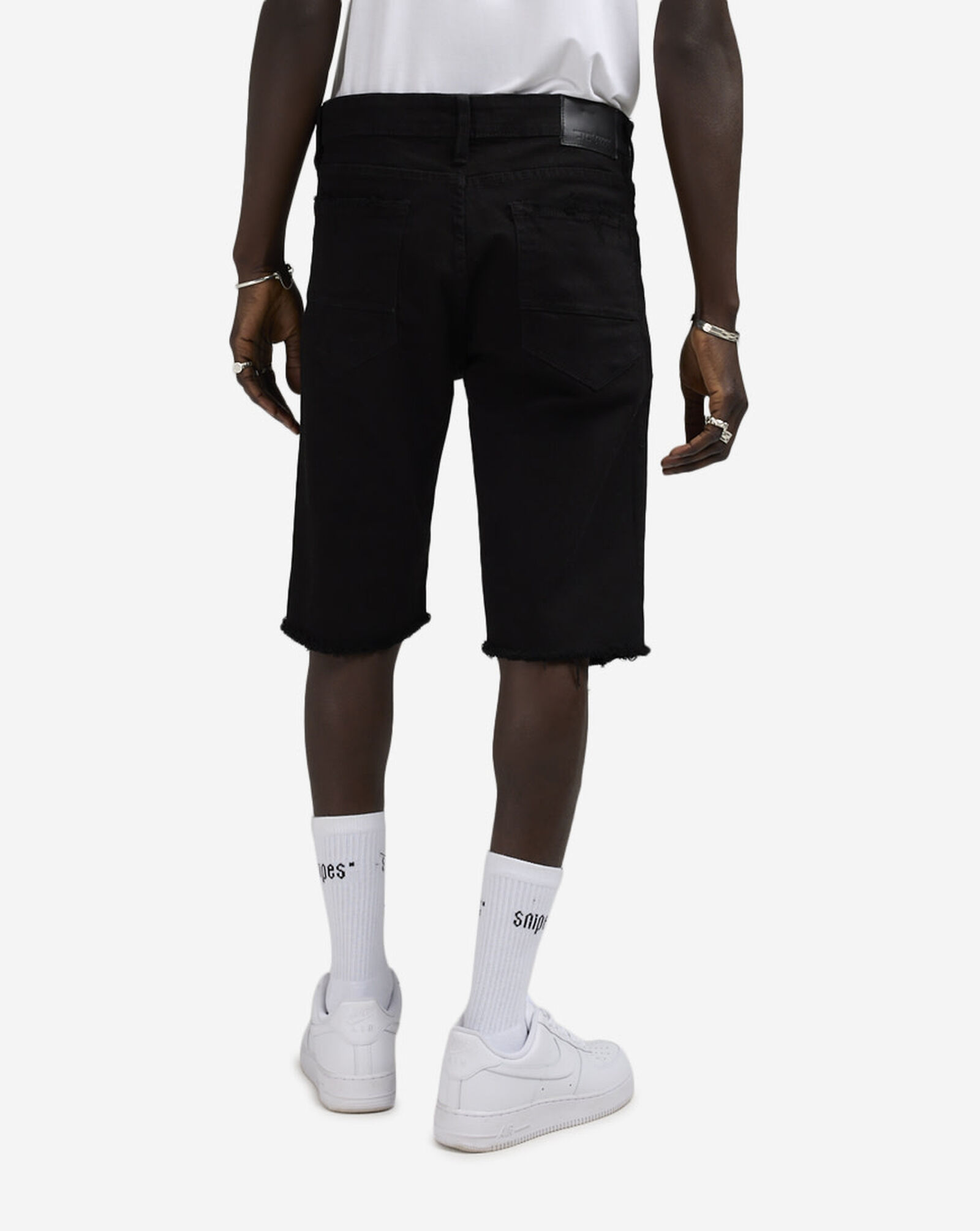 Rip and Repair Twill Shorts Black