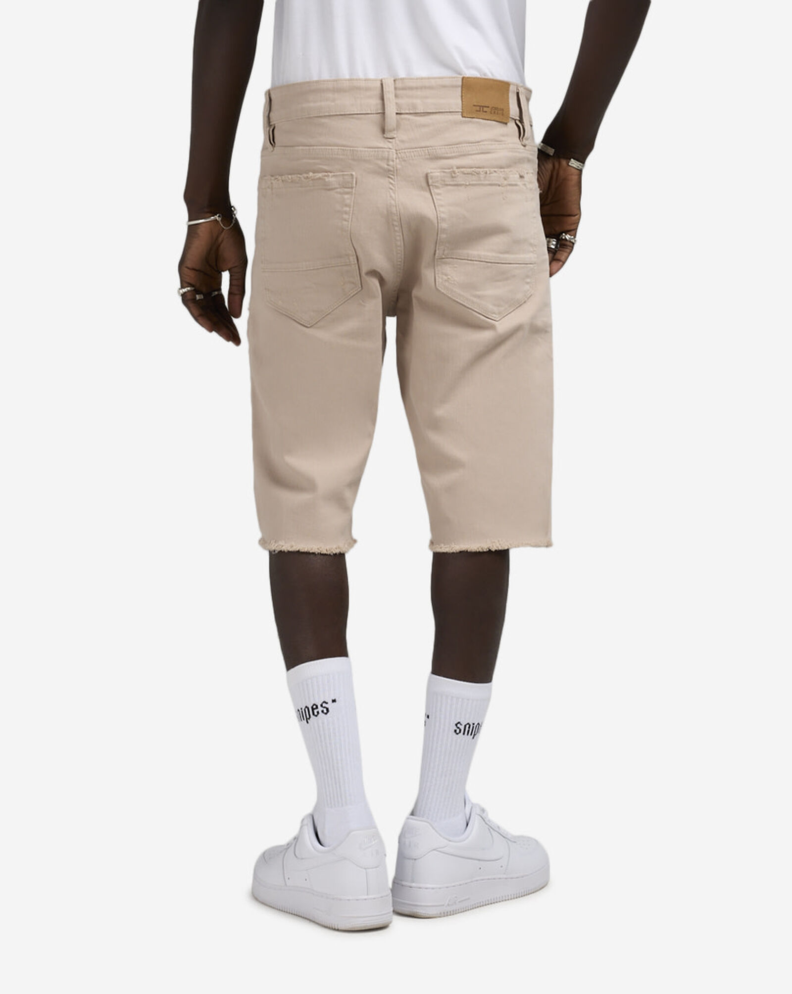 Rip and Repair Twill Shorts Sand Beige