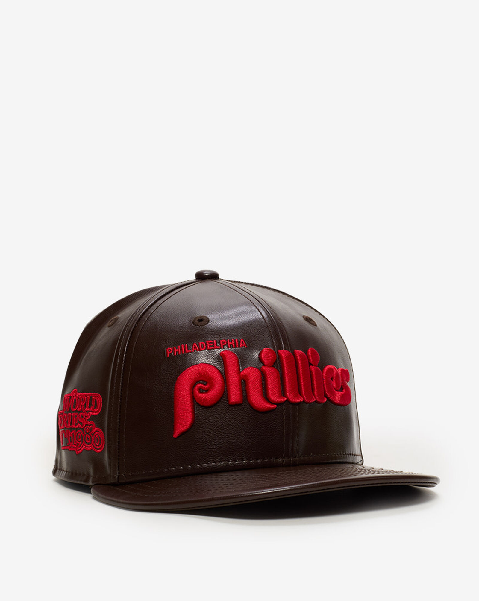 59Fifty 45th Anniversary Philadelphia Phillies Leather Fitted Hat Brown