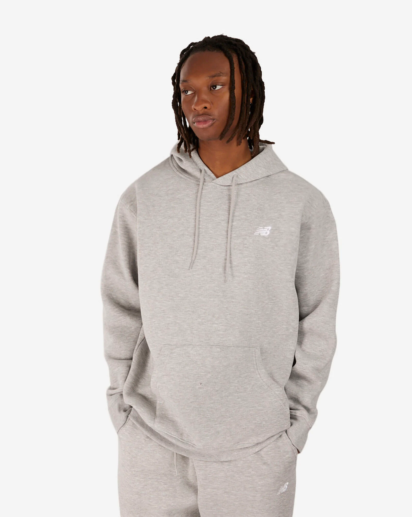 Brushed Back Small Logo Hoodie Grey