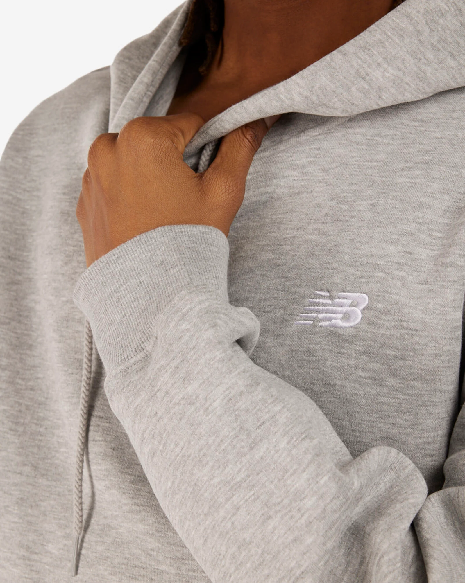Brushed Back Small Logo Hoodie Grey