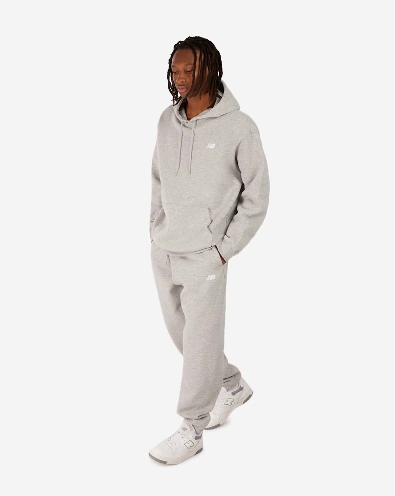 Brushed Back Small Logo Hoodie Grey