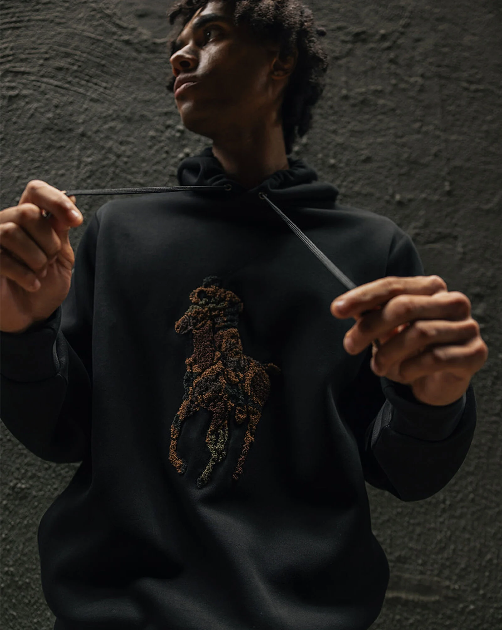 Camo Big Pony Double-Knit Hoodie Polo Black 4 Camo Big Pony Double-Knit Hoodie Polo Black