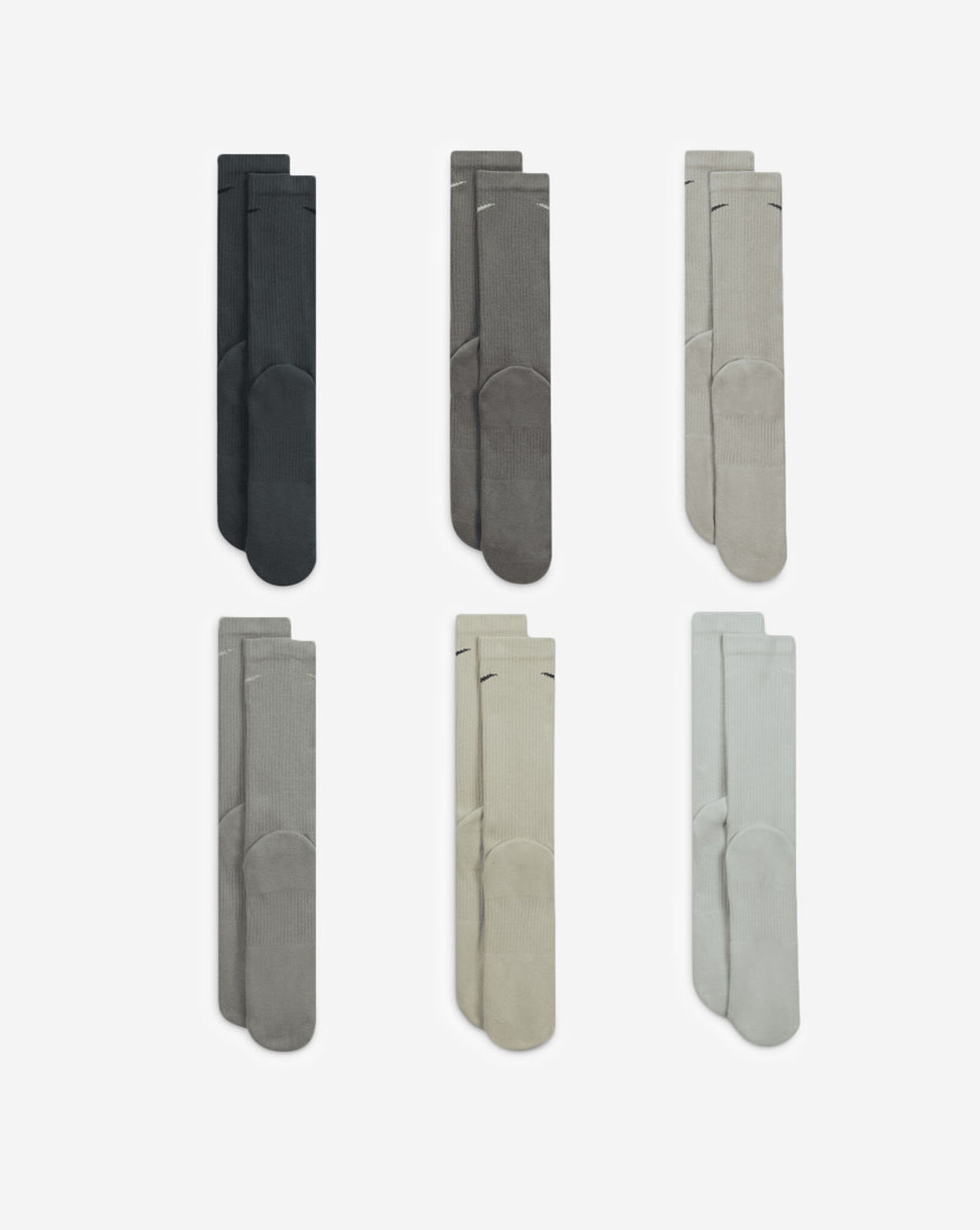 Everyday Plus Cushion 6Pk Crew Socks (M | L) Grey