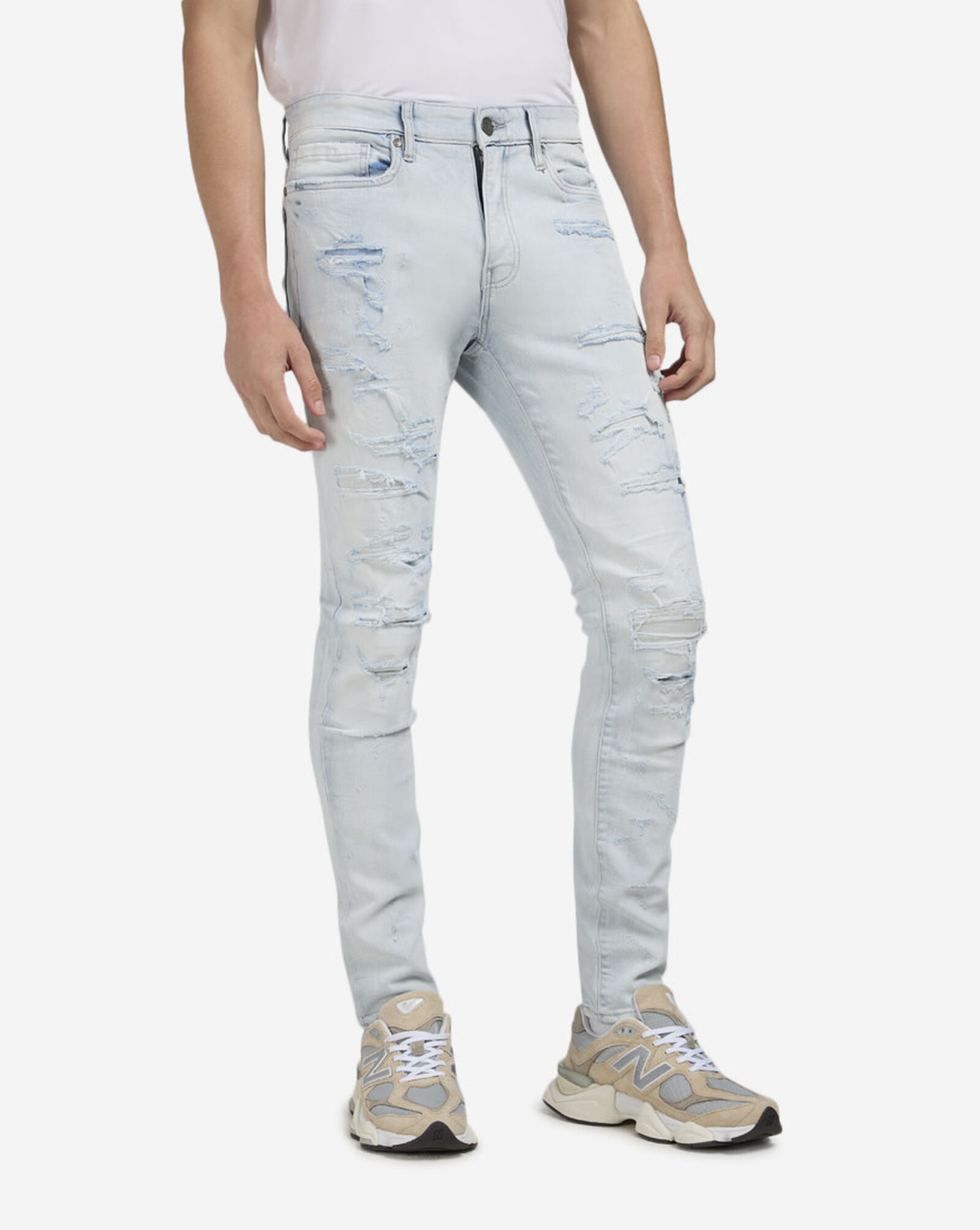 5Pkt Rip Repair Jeans Ice White