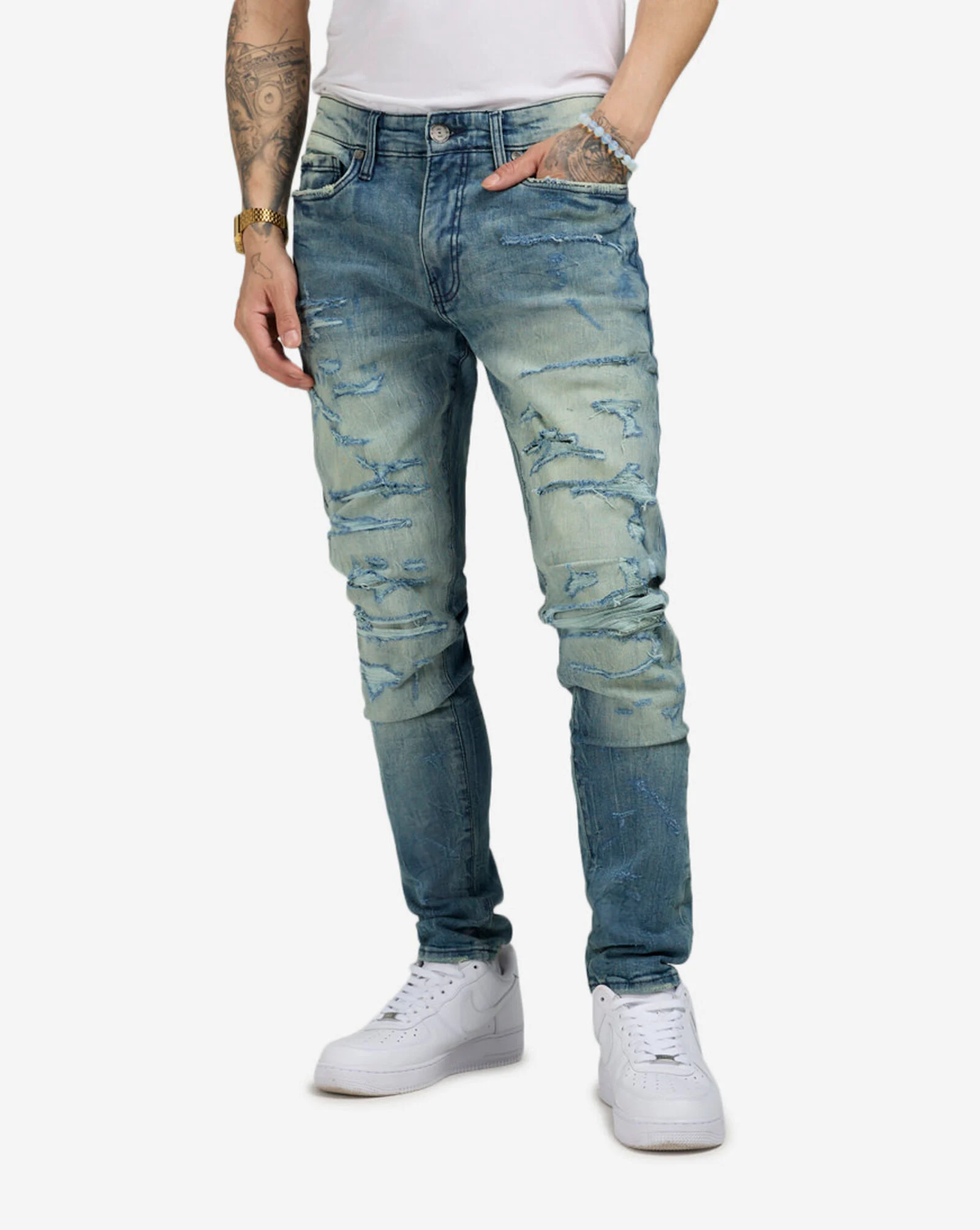 5Pkt Rip Repair Jeans Silver Pine