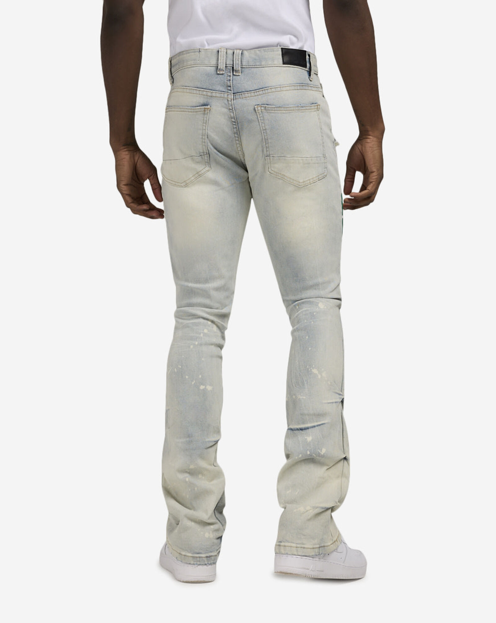 Stacked Flare Graphic Jeans Ombre Blue