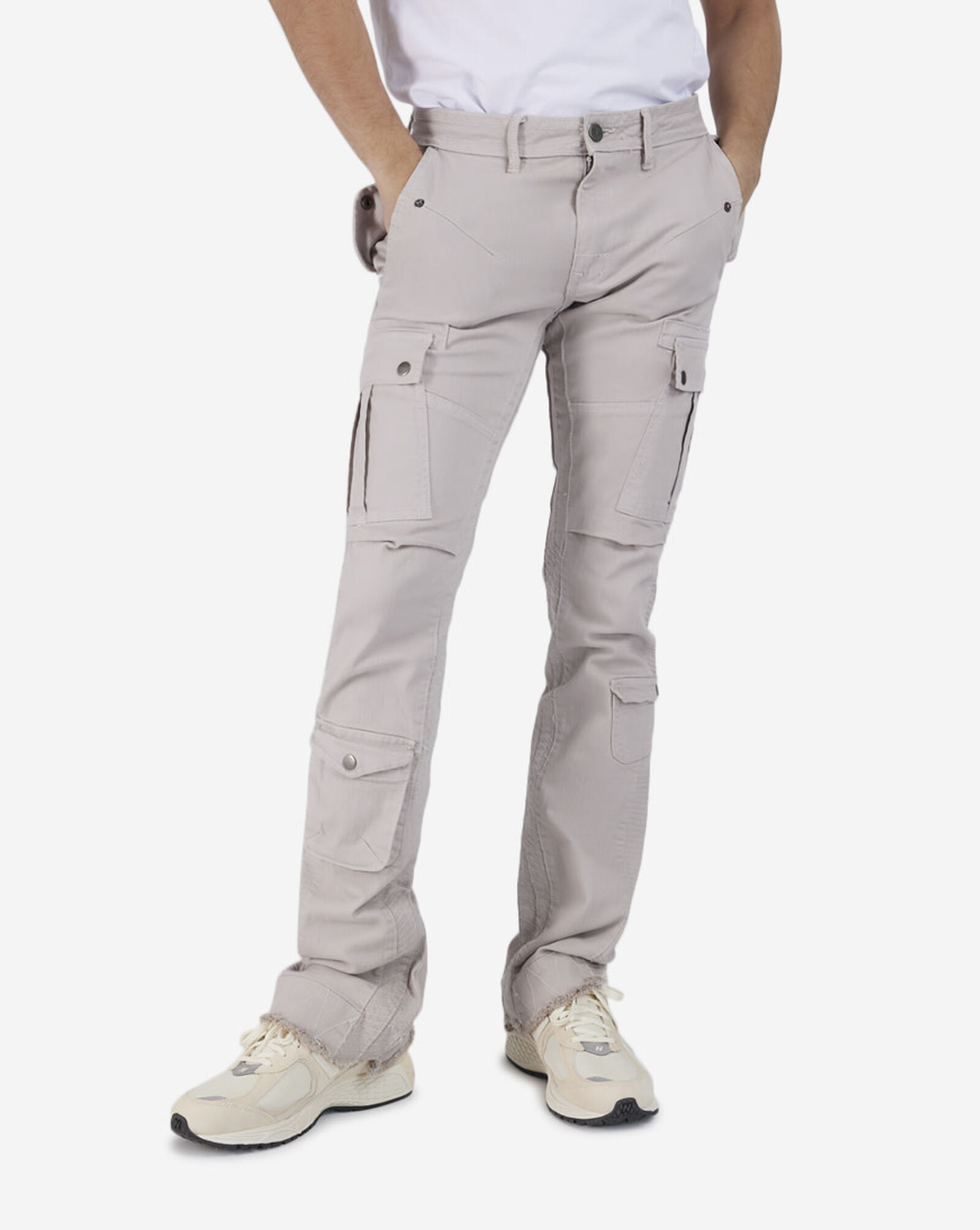 Stacked Twill Cargo Pants Cement Grey