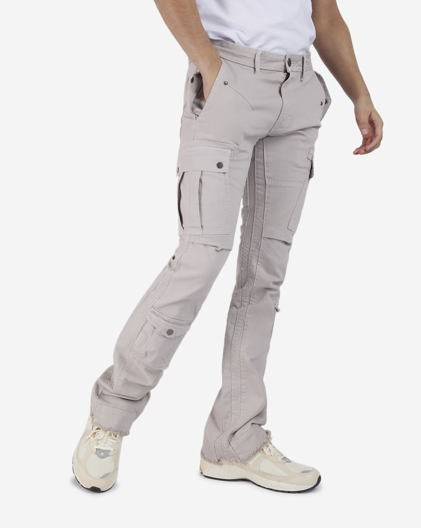 Stacked Twill Cargo Pants Cement Grey