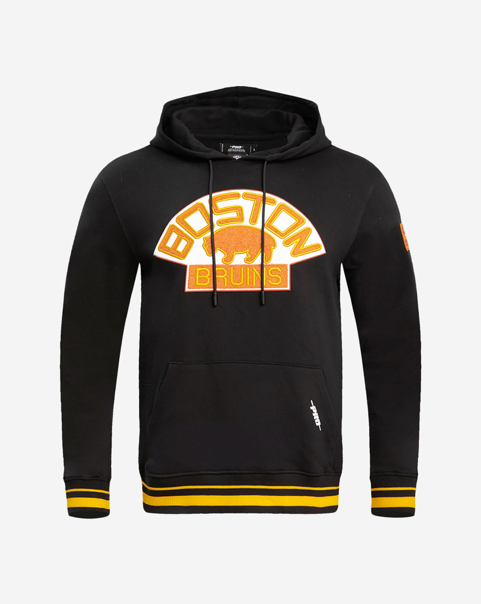 Boston Bruins Retro Classic Fleece Pullover Hoodie Black | Yellow